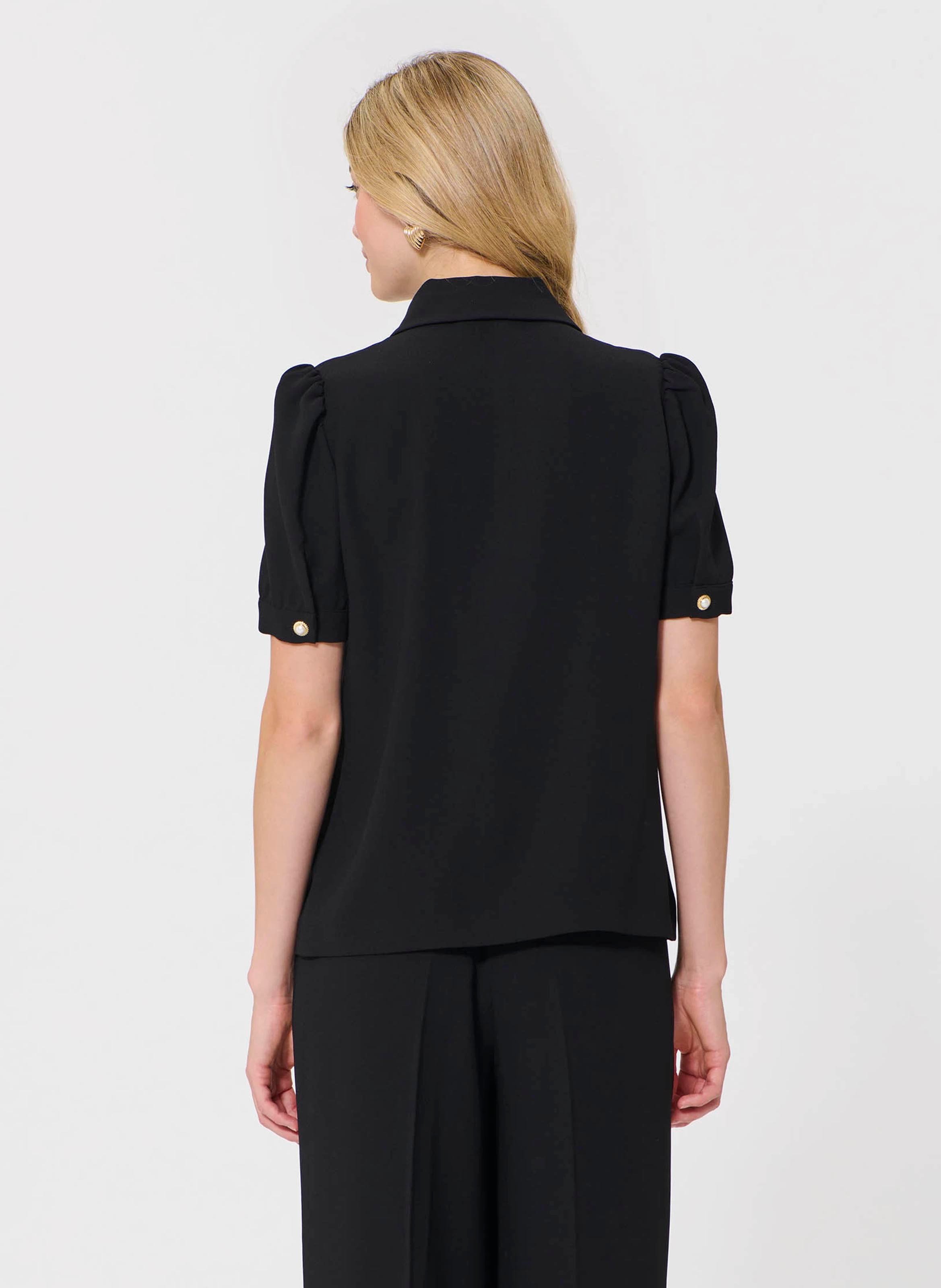 Short-sleeved polo with jewel buttons TARA JARMON Black