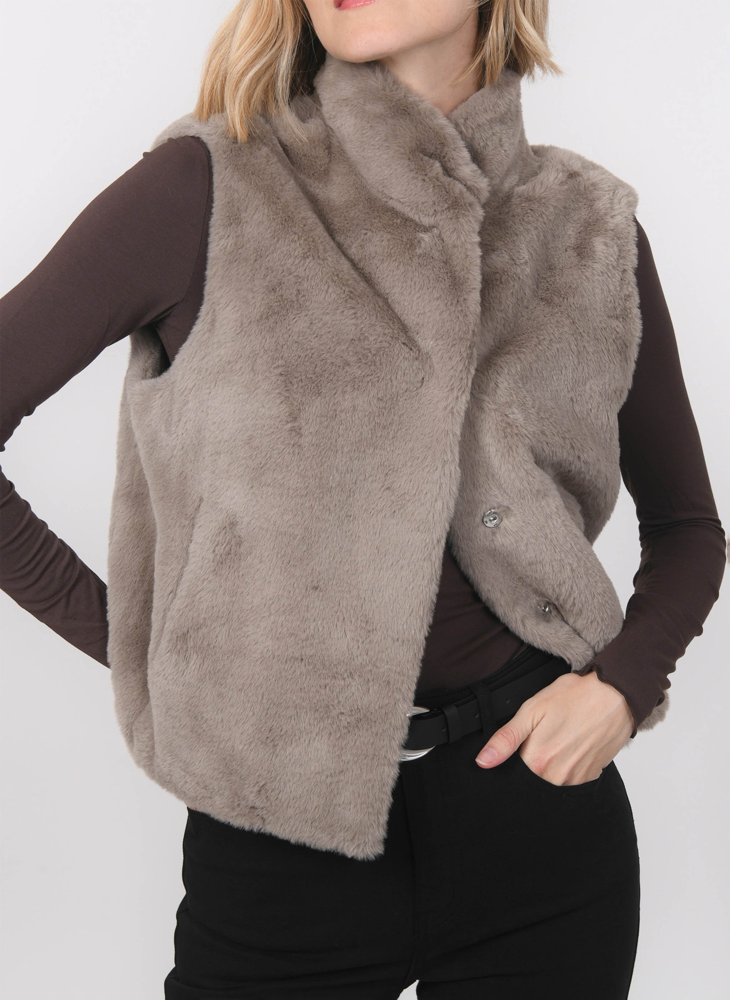 Veste col montant effet fourrure  KOOKAI Marron