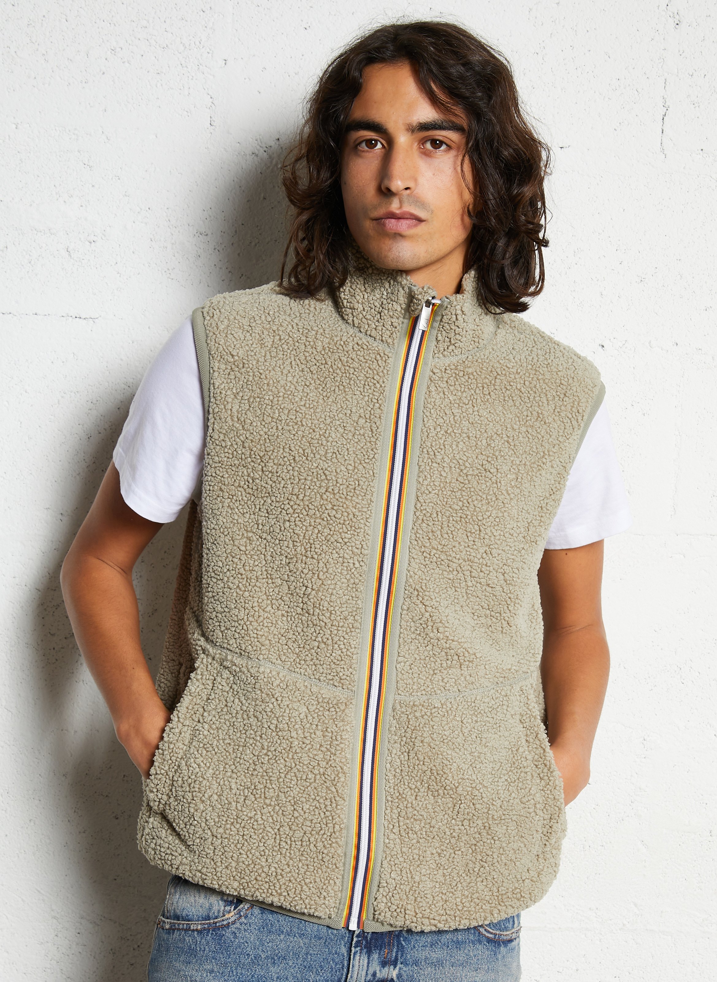 Gilet droit en sherpa K-WAY Vert