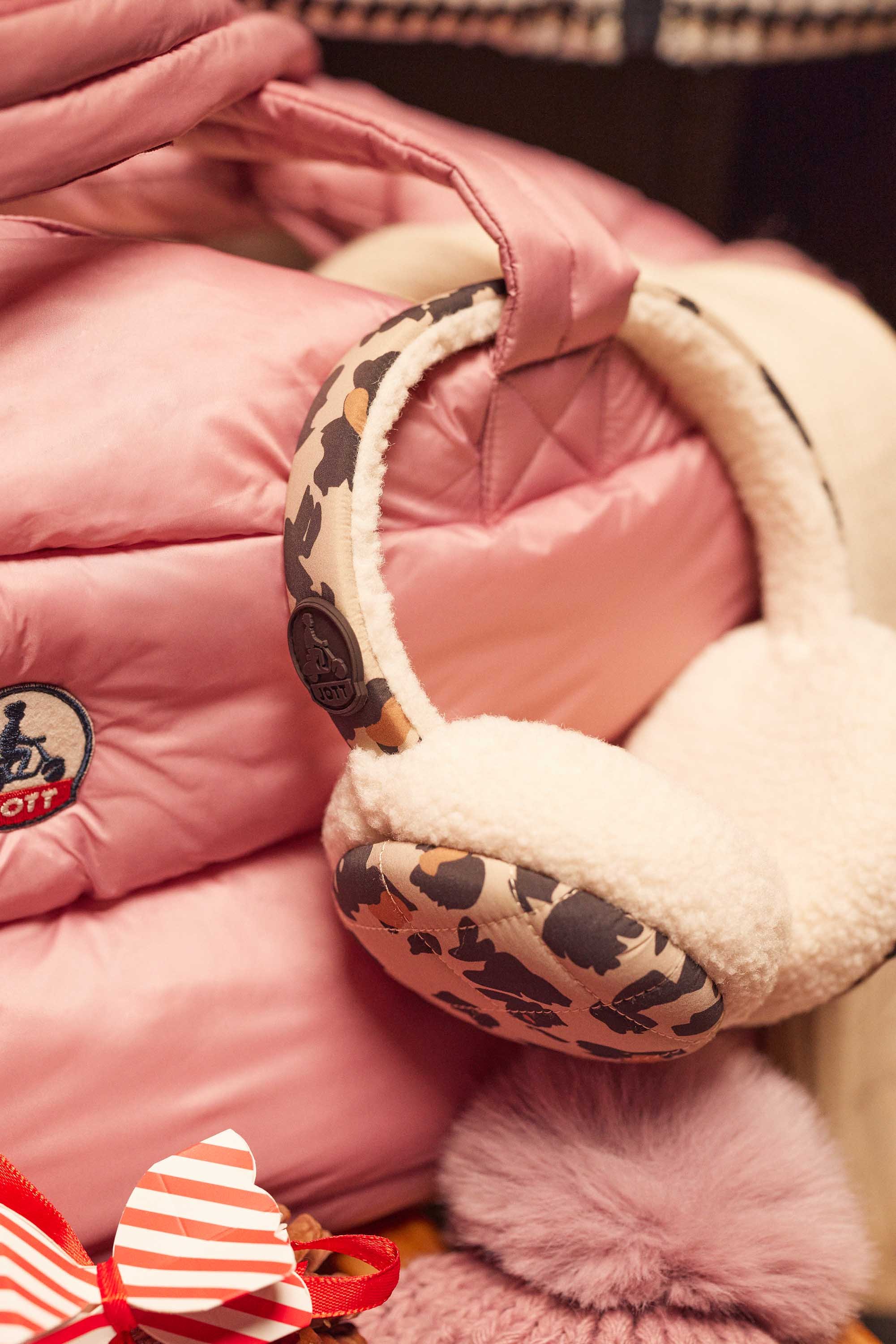 Fuzzy Print Ear Muffs JOTT Brown