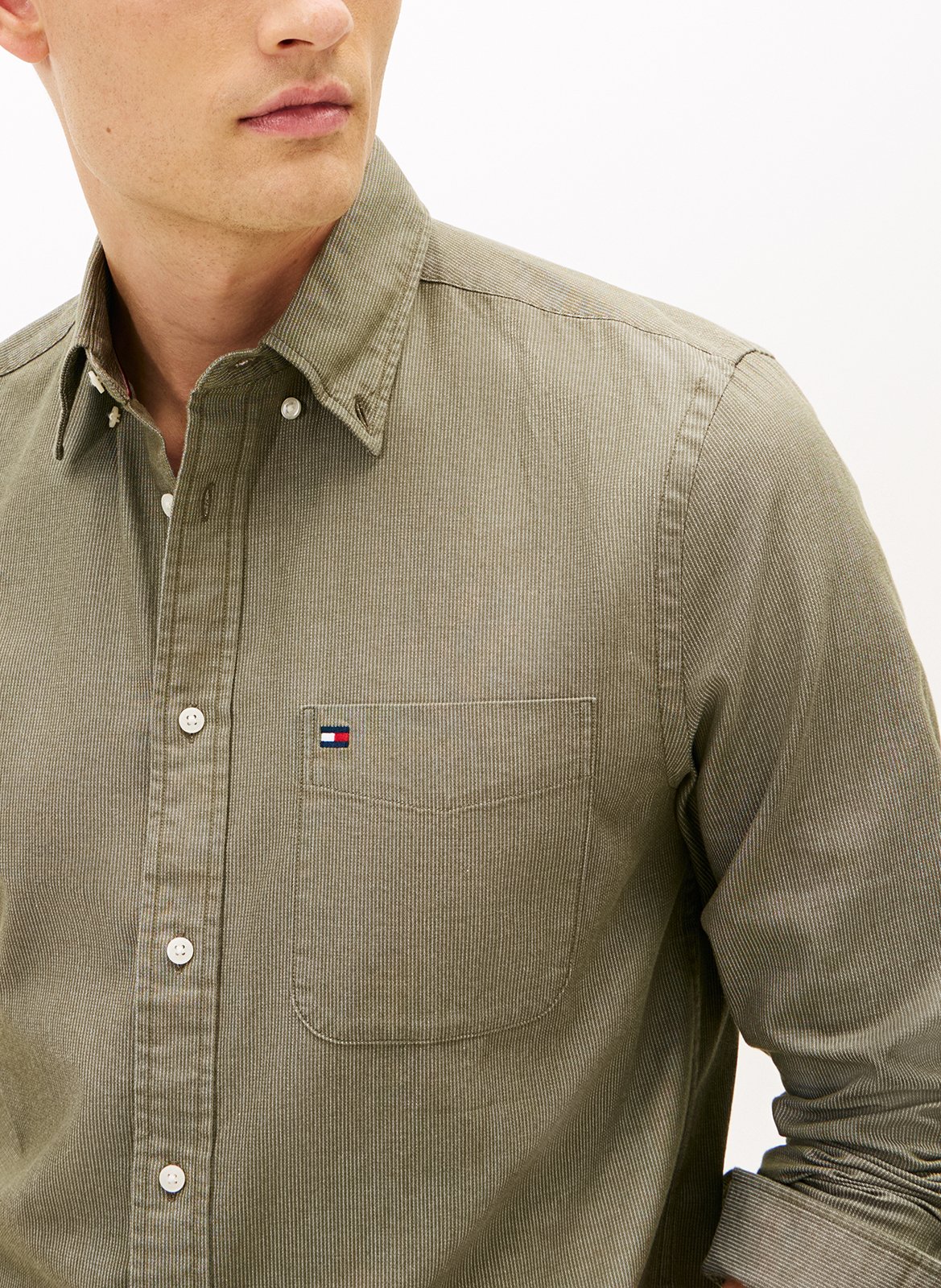 Cotton shirt with classic collar TOMMY HILFIGER Green