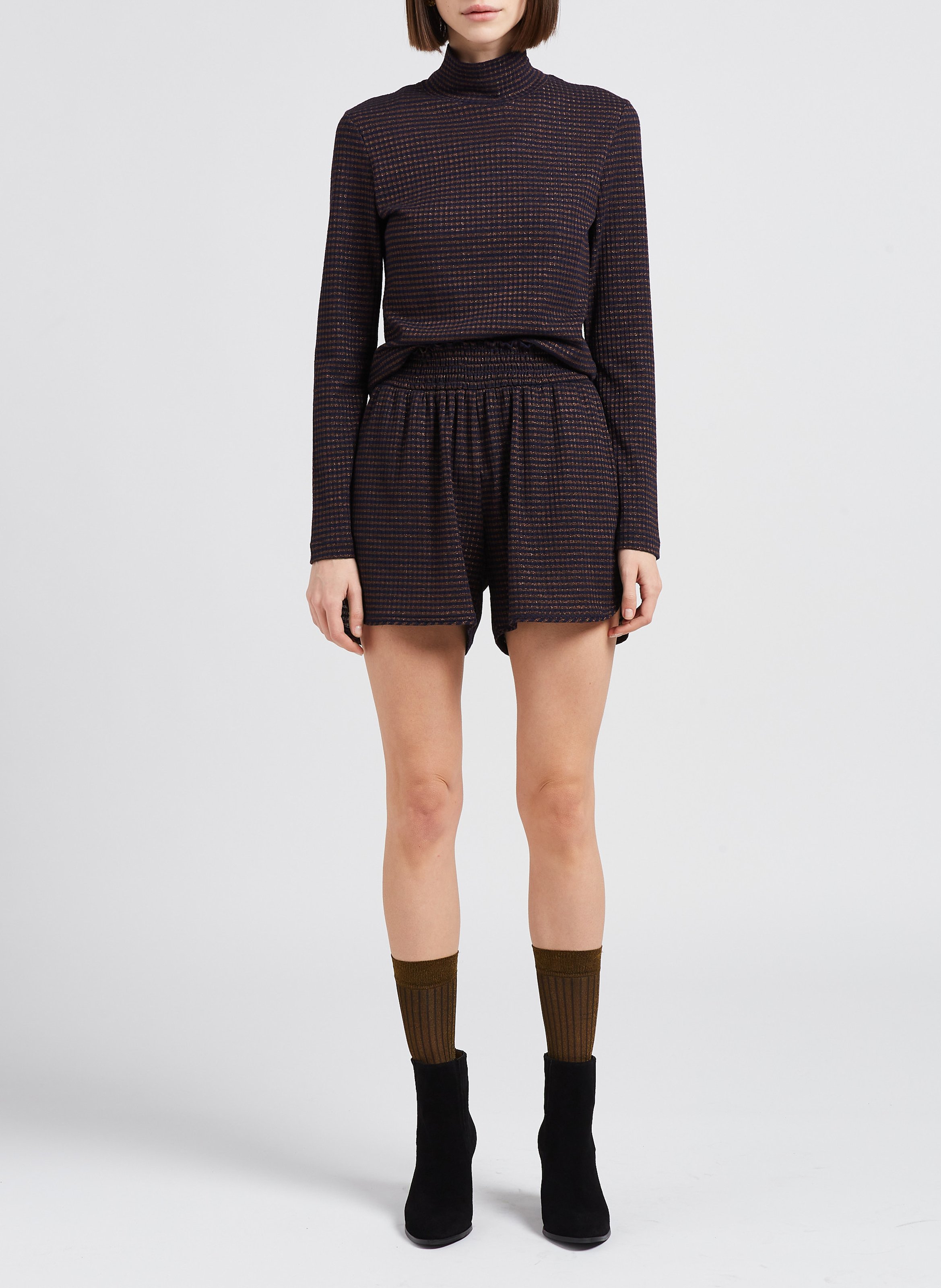 Gestreept boxershort met glansdraad MOMONI Bruin