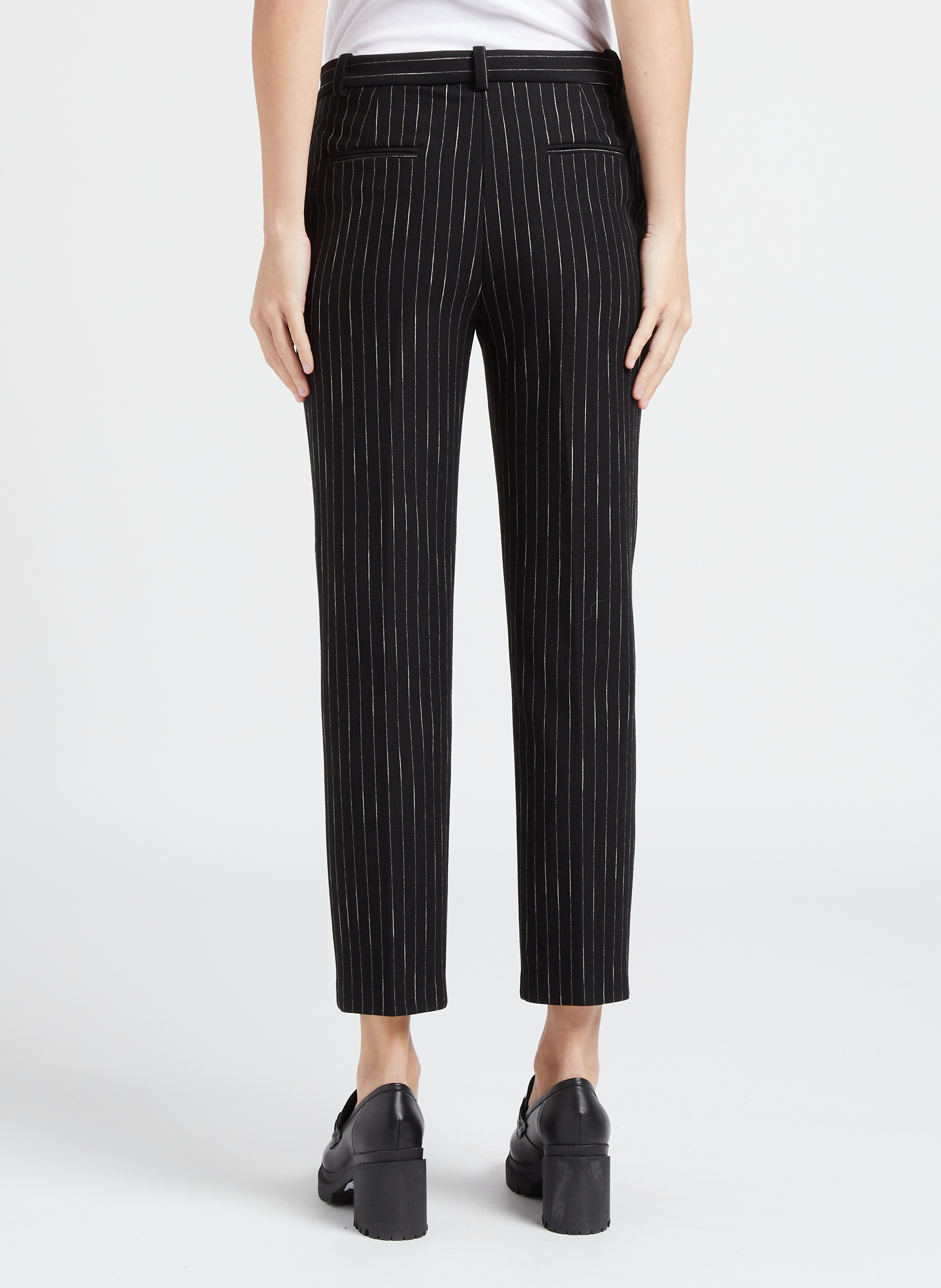 Rechte, skinny broek met strepen PINKO Zwart