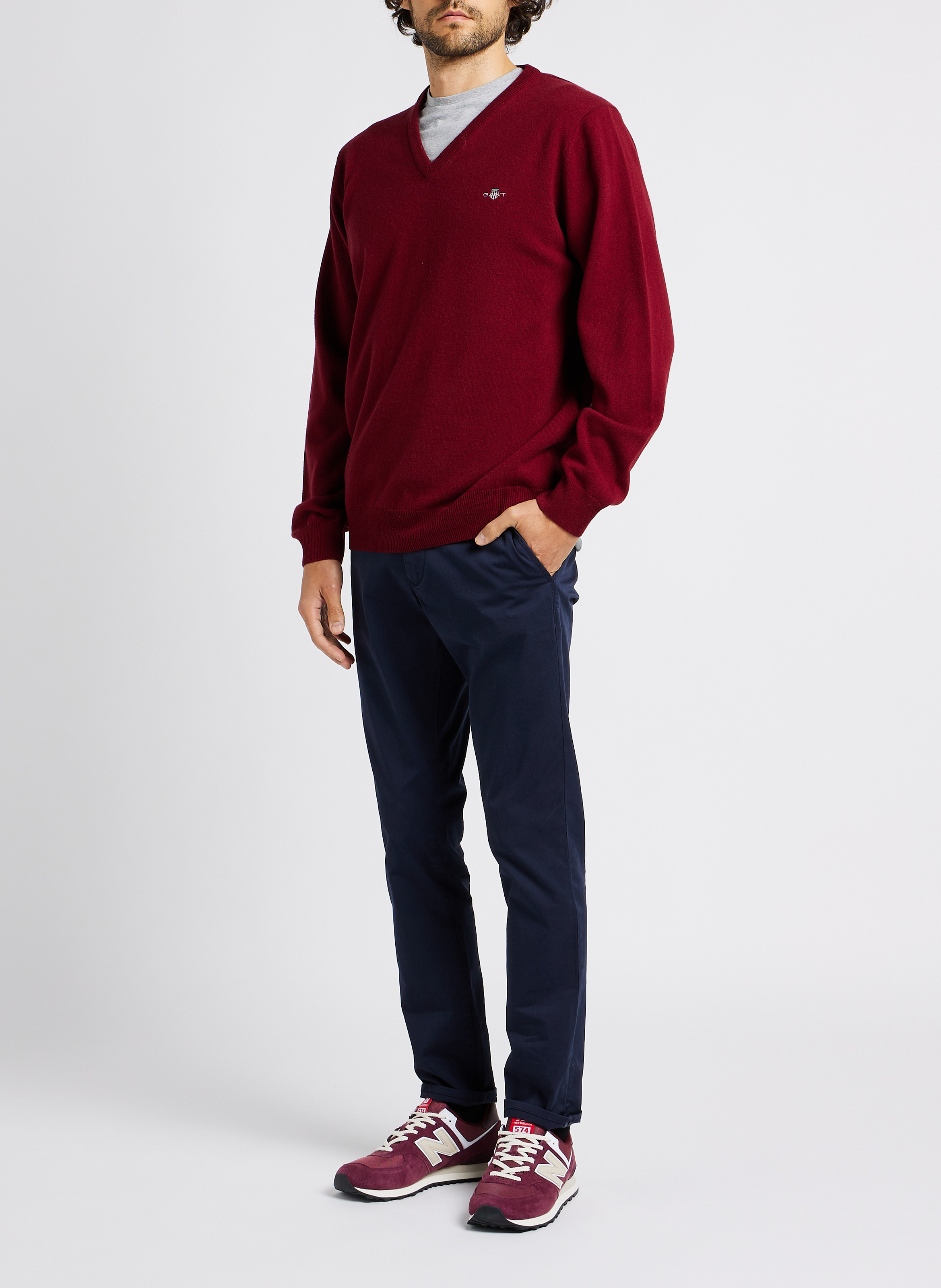 Slim-fit organic cotton-blend pants GANT Blue