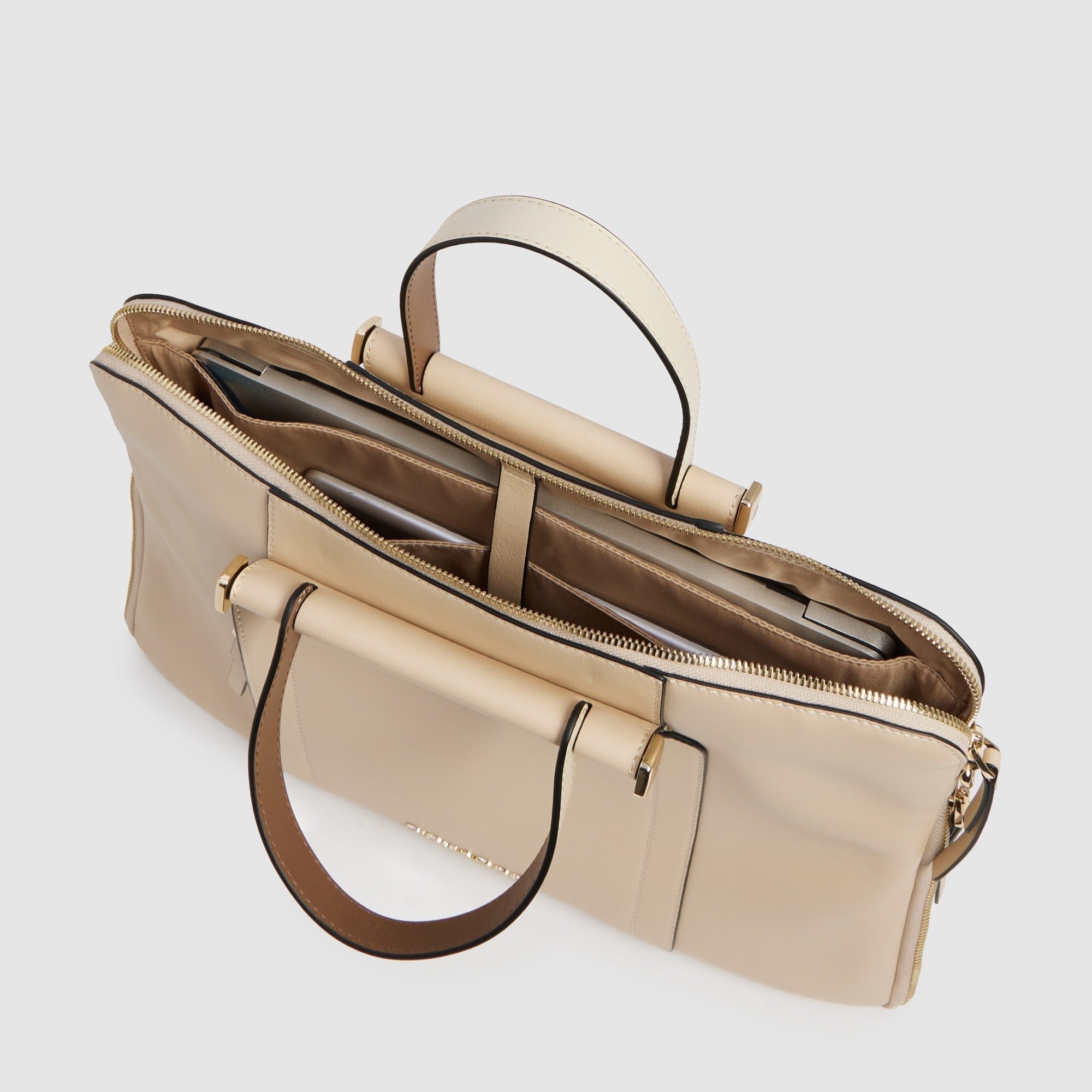 Expandable 14" women's laptop bag PIQUADRO Beige