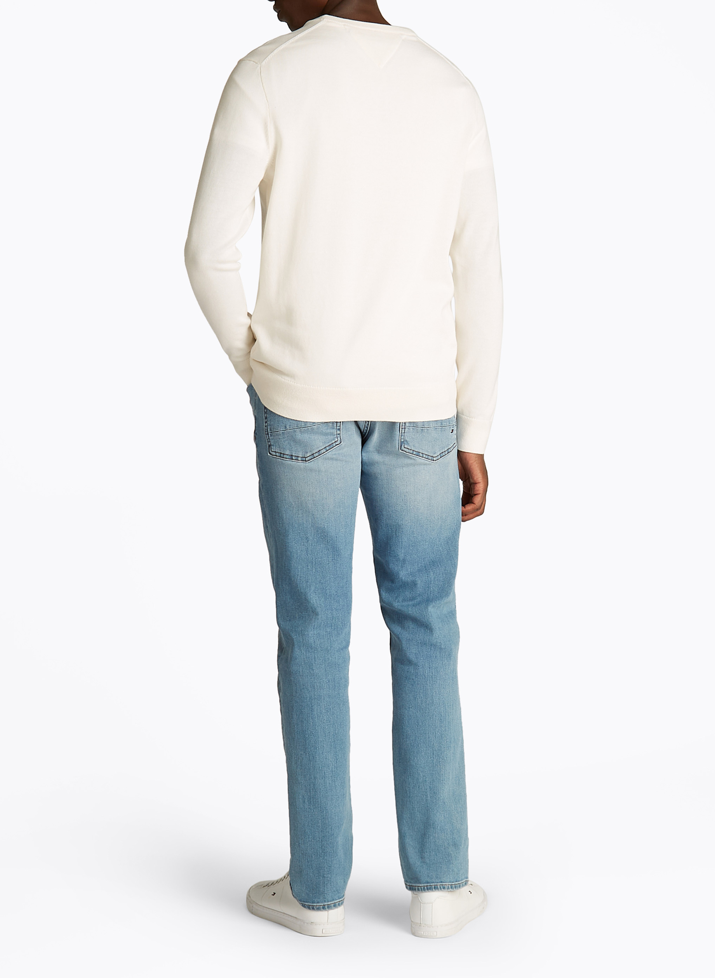 Pull col rond en coton TOMMY HILFIGER Jaune