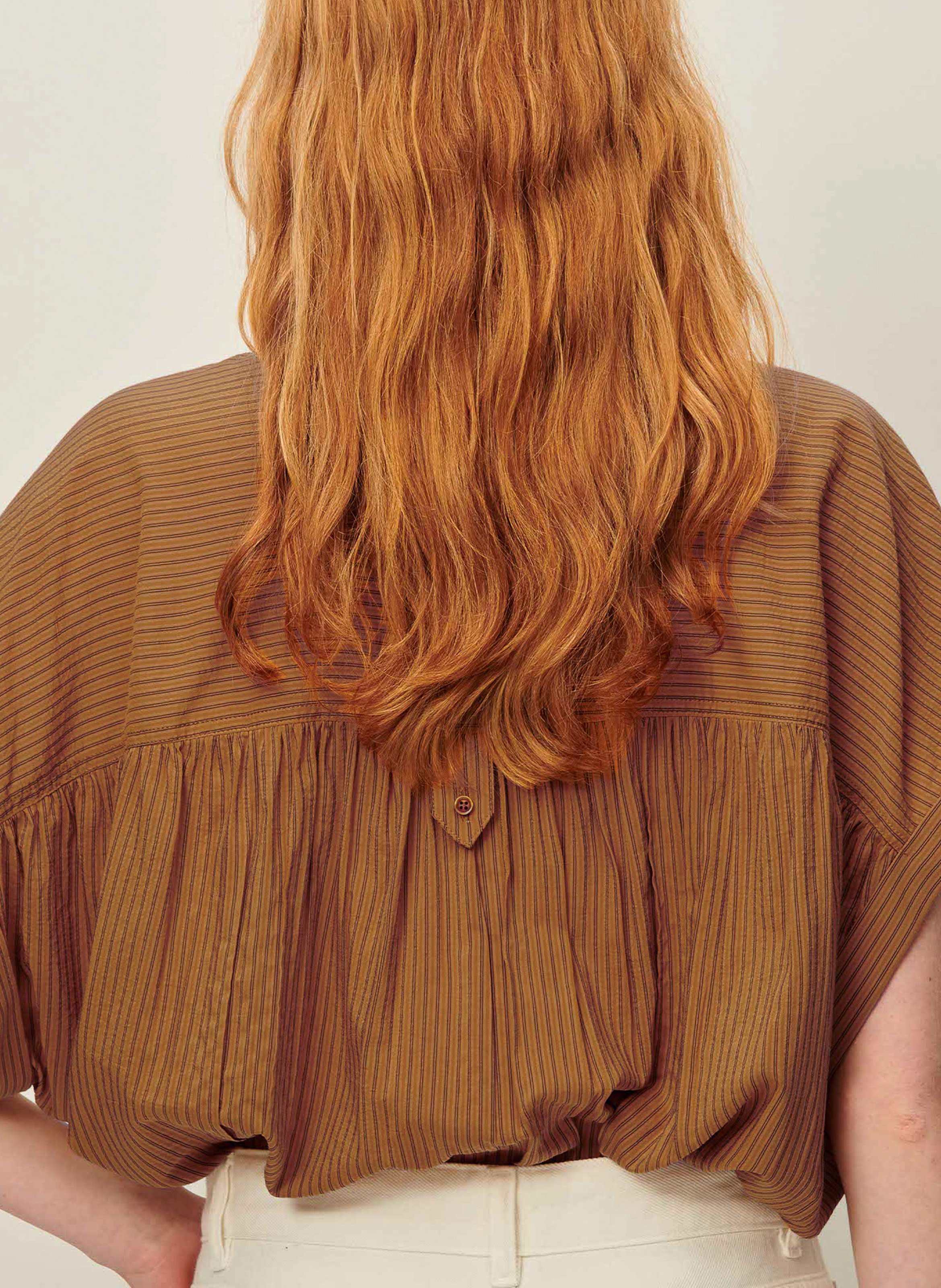 Chemise col rond rayée SESSUN Beige