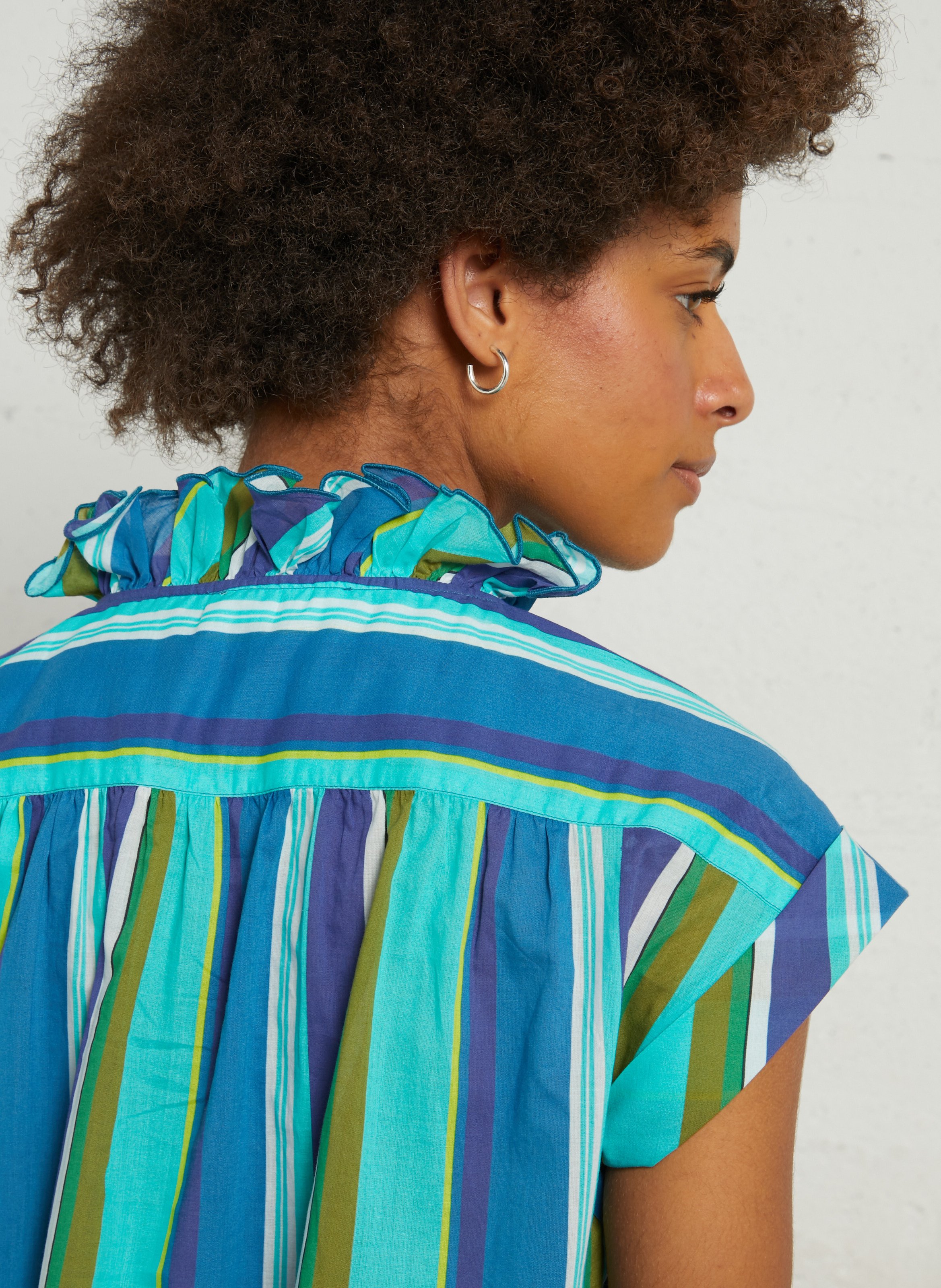 Blouse droite en coton rayé BELLA JONES Bleu