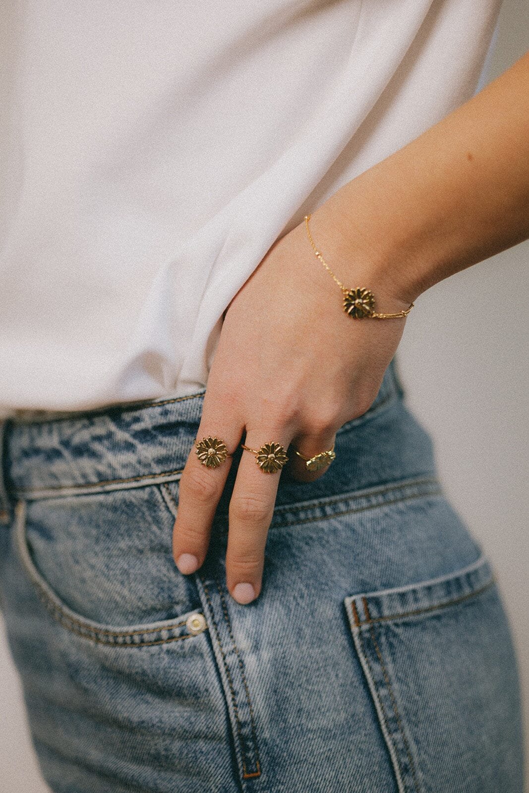Silver-plated flower ring MONSIEUR SIMONE Golden