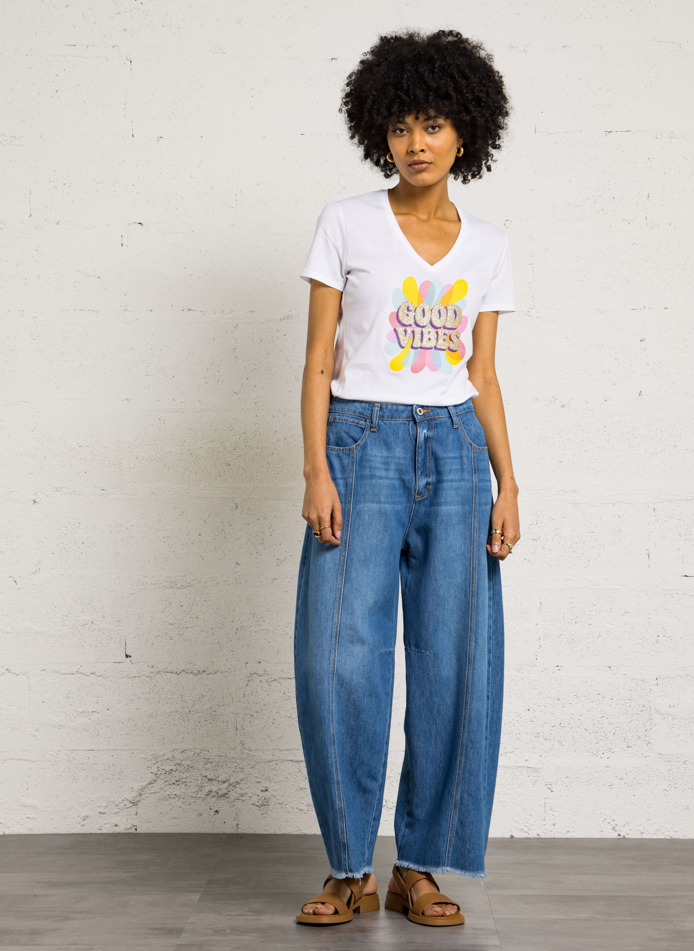 Straight cotton-blend pants PLEASE Blue