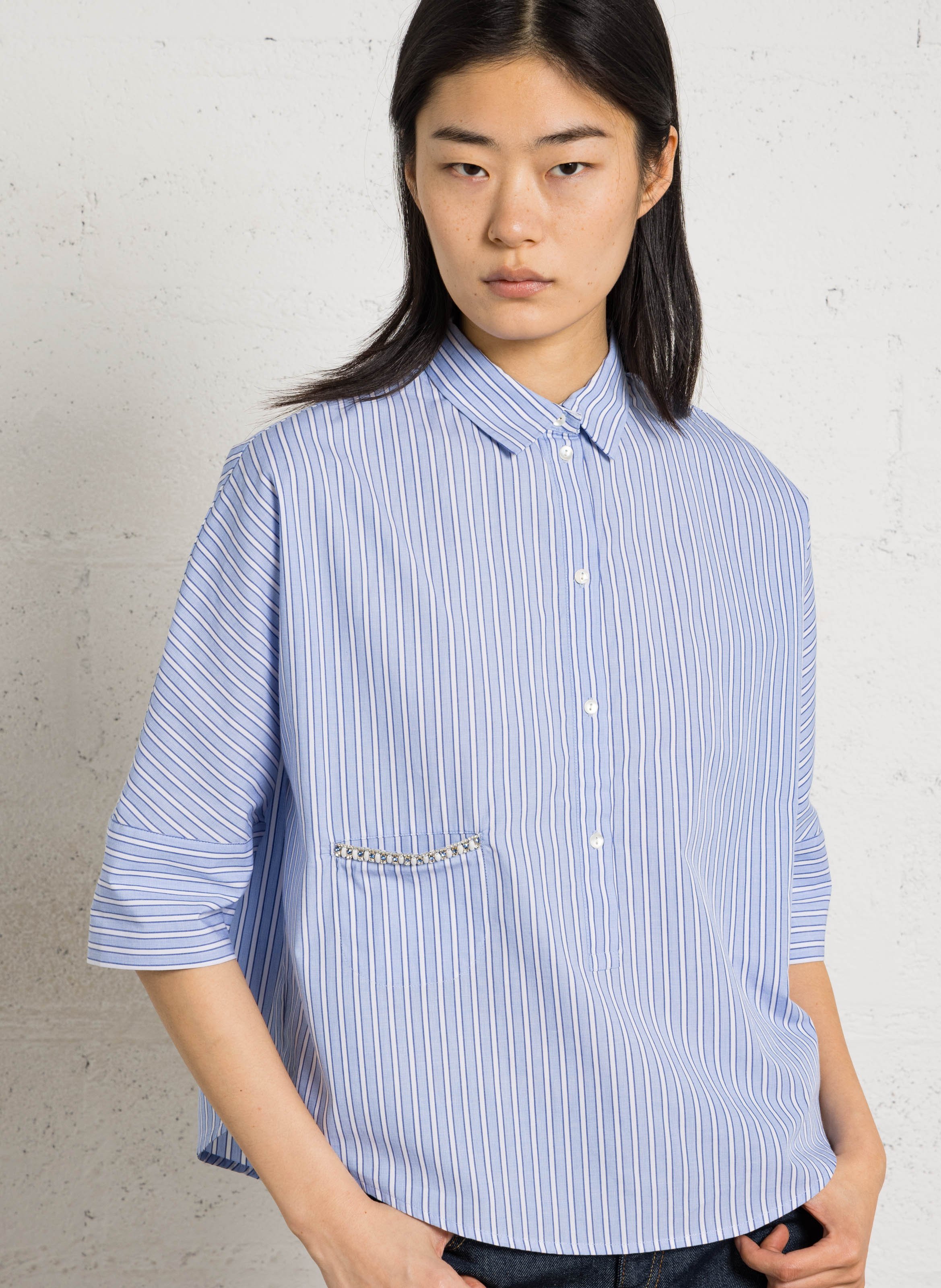 Chemise col classique en coton  BELLA JONES Bleu