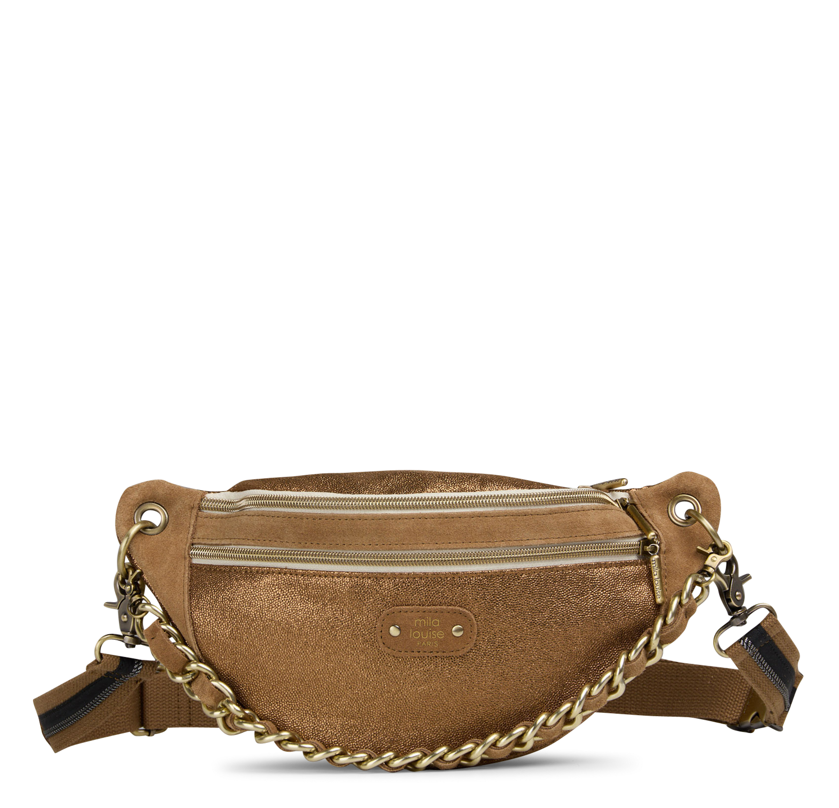 Sac banane en textile brillant MILA LOUISE Marron