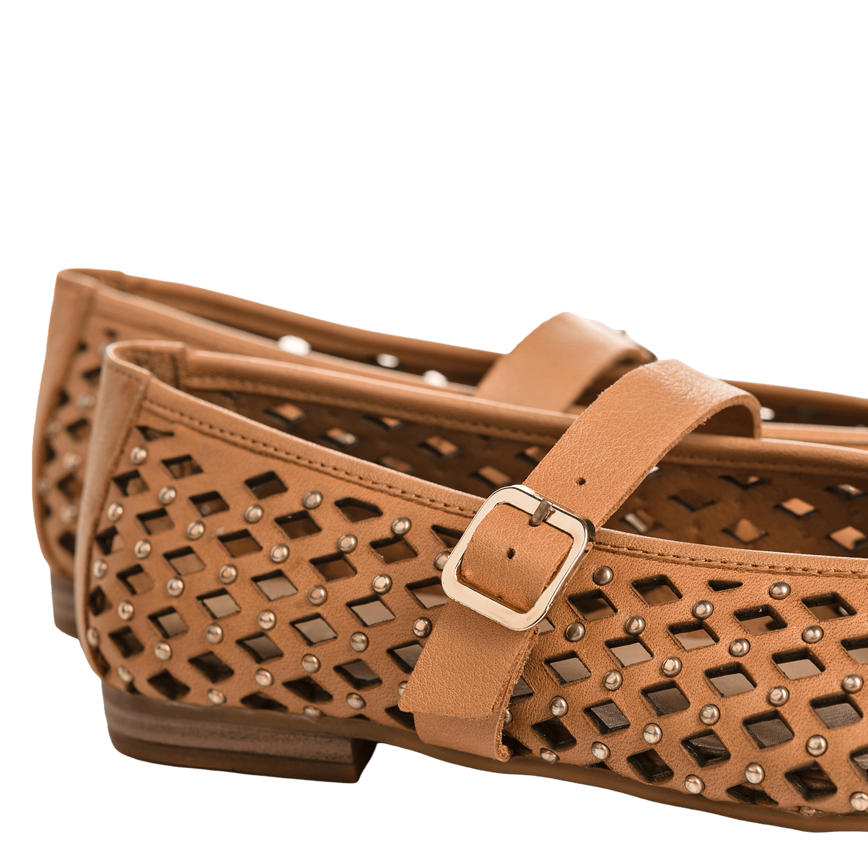 Ballerines en cuir ajourées Marron