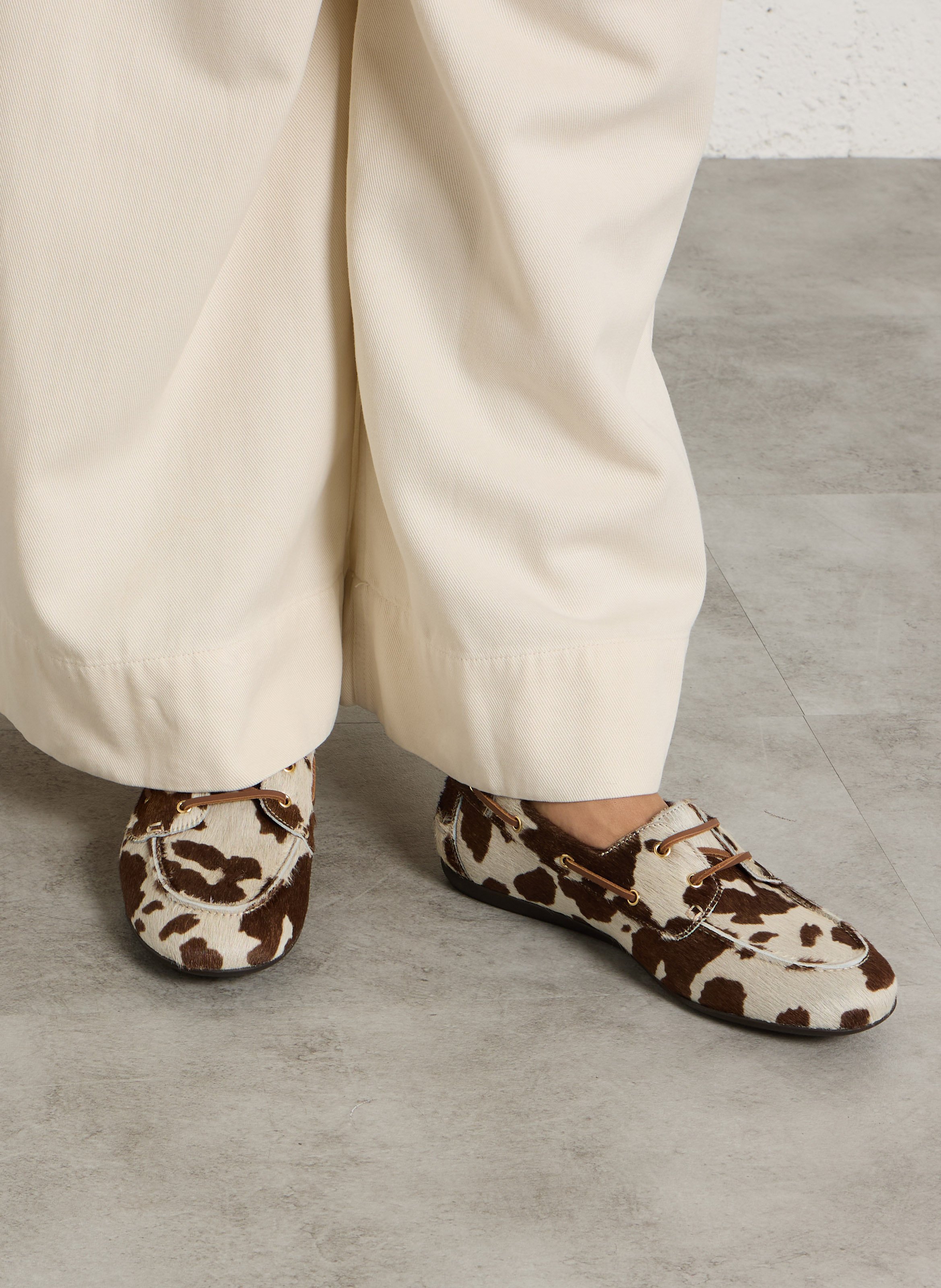 Chaussures bateau en cuir pony imprimé BOBBIES Multicolore