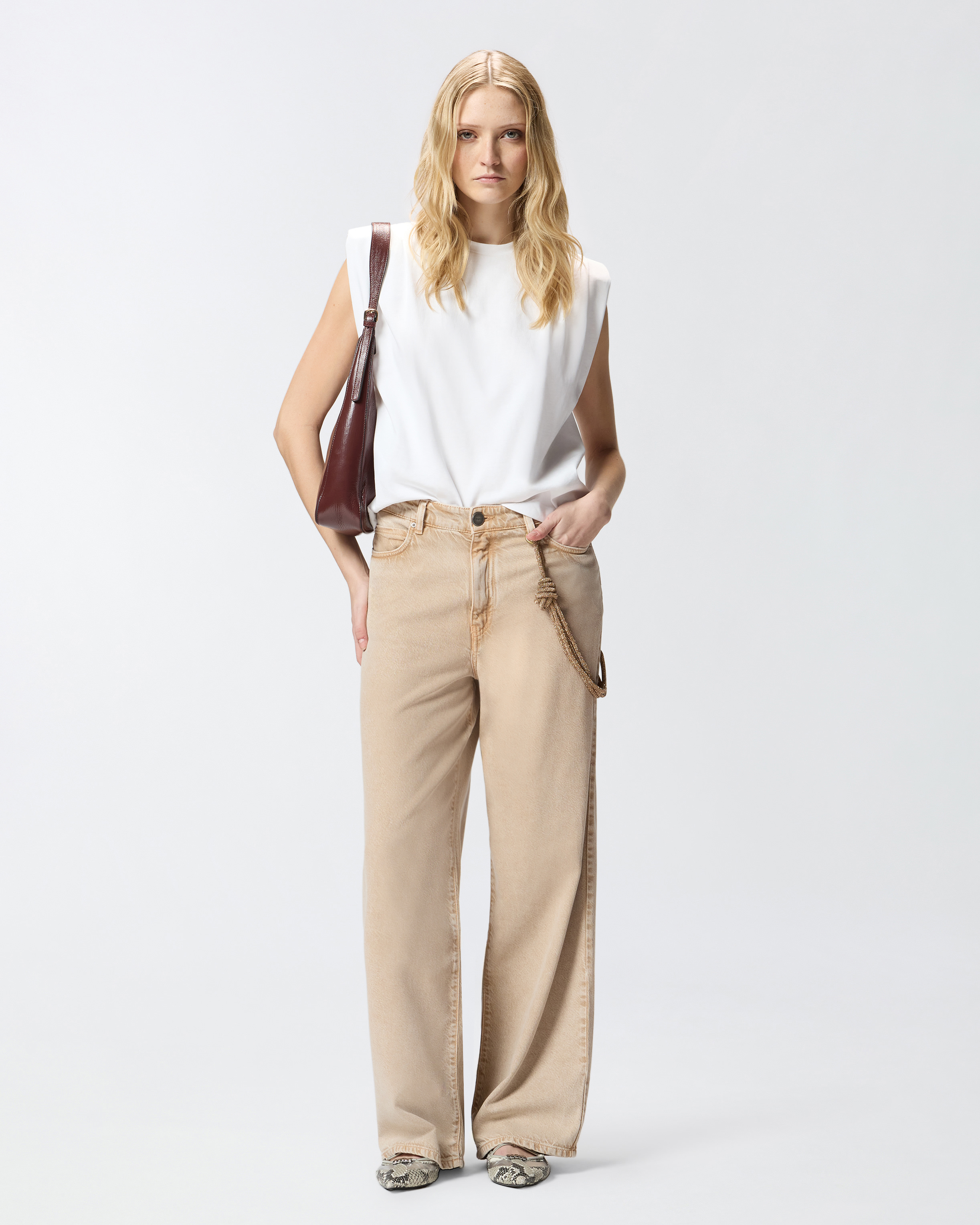 T-shirt sans manches en jersey double PINKO Blanc