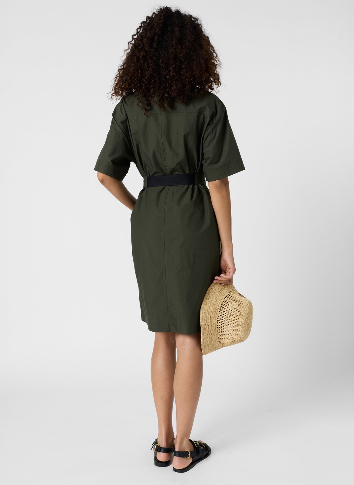 Robe courte droite unie en coton GERARD DAREL Kaki