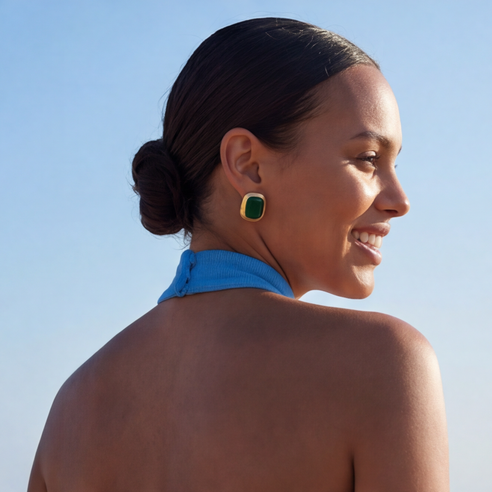 Clip-on earrings   gold-plated SATELLITE PARIS Green