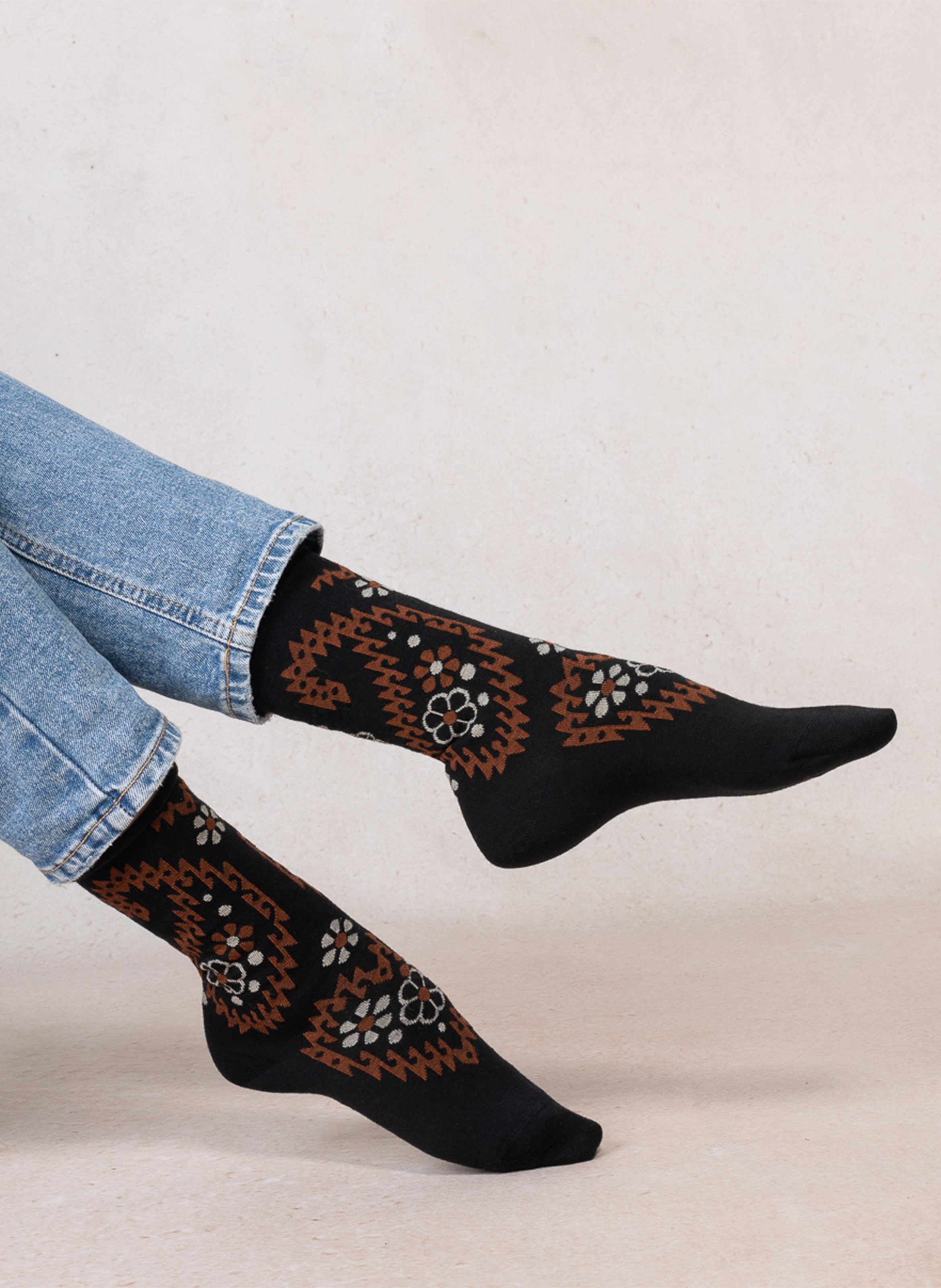 Socken mit gemustertem Wollmix | Schwarz BLEUFORET Damen