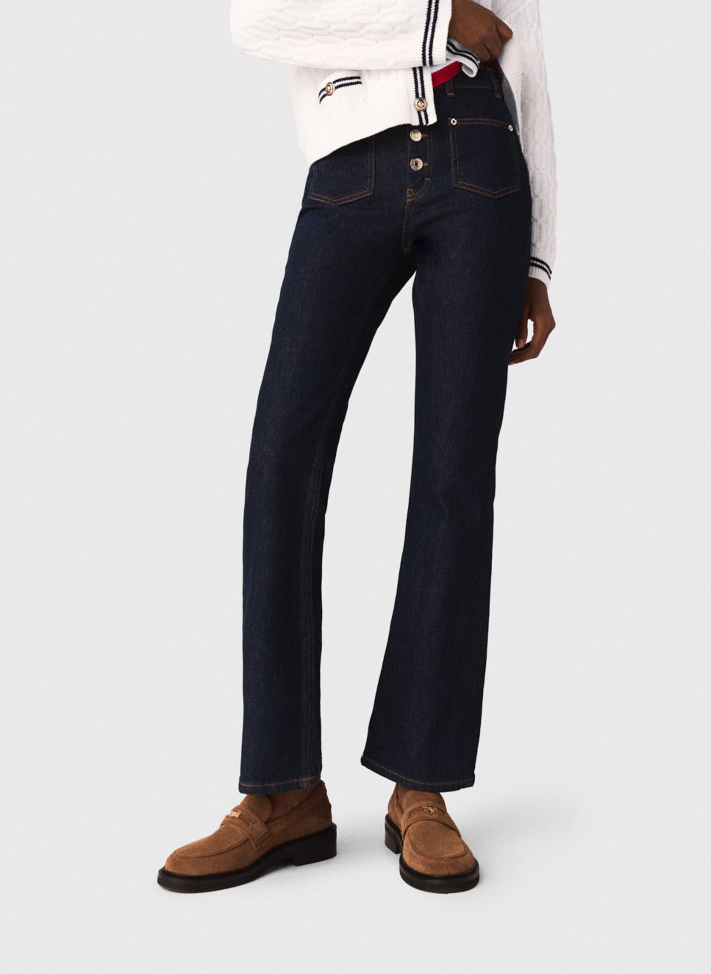 Jean taille haute boutonné brut MAJE Bleu