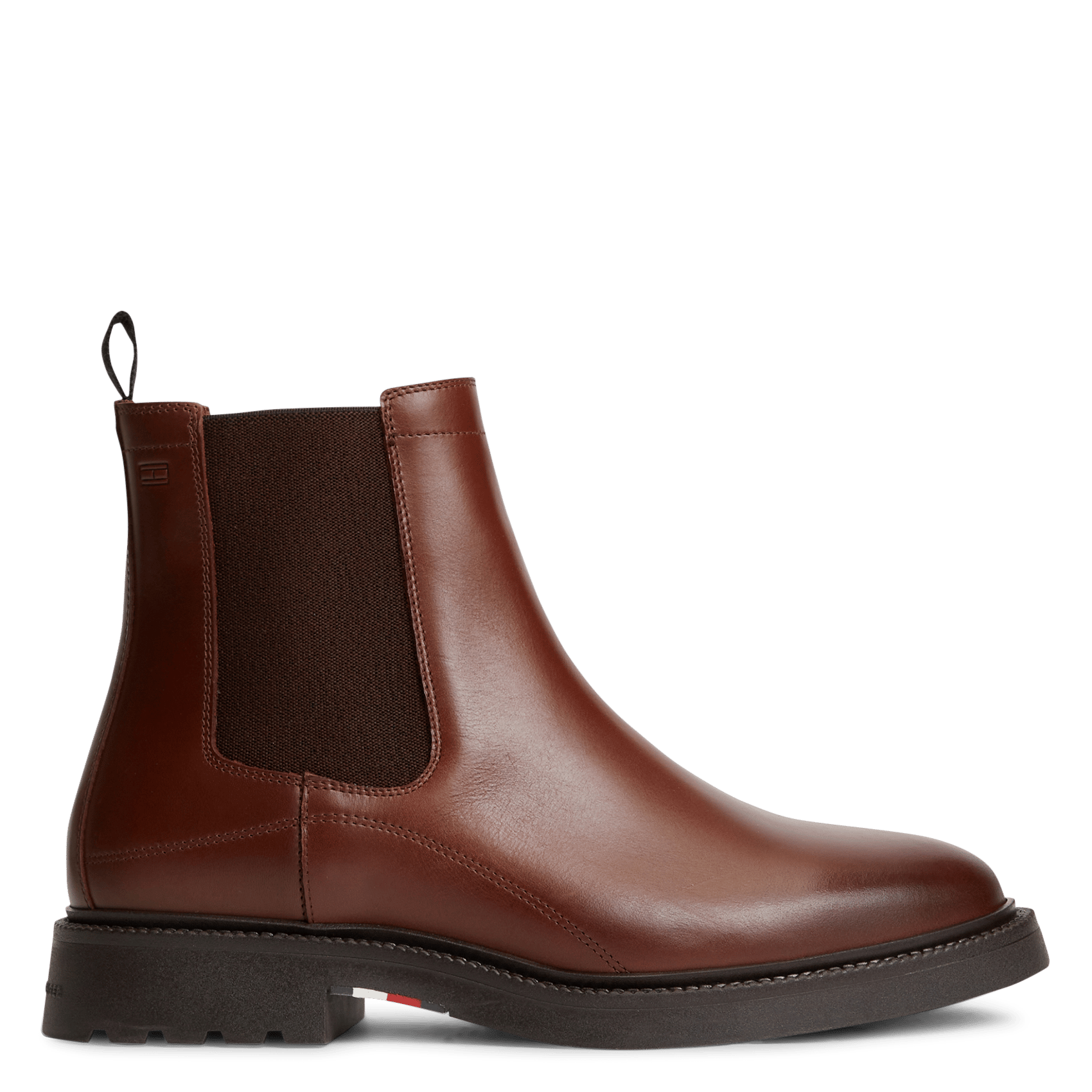 Bottines Chelsea crantées en cuir TOMMY HILFIGER Marron