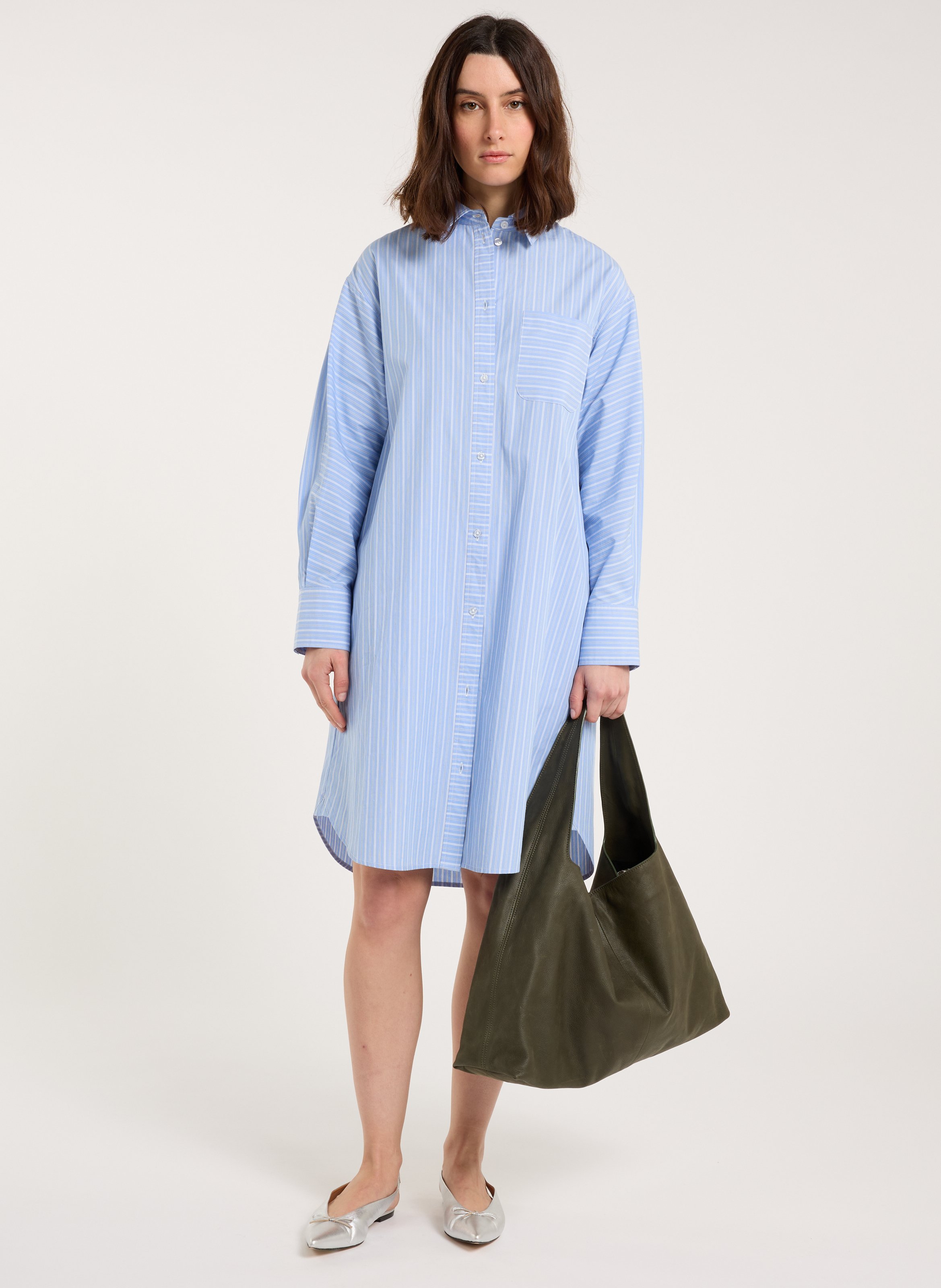 Chaplin cotton shirt dress SAISON 1865 Blue