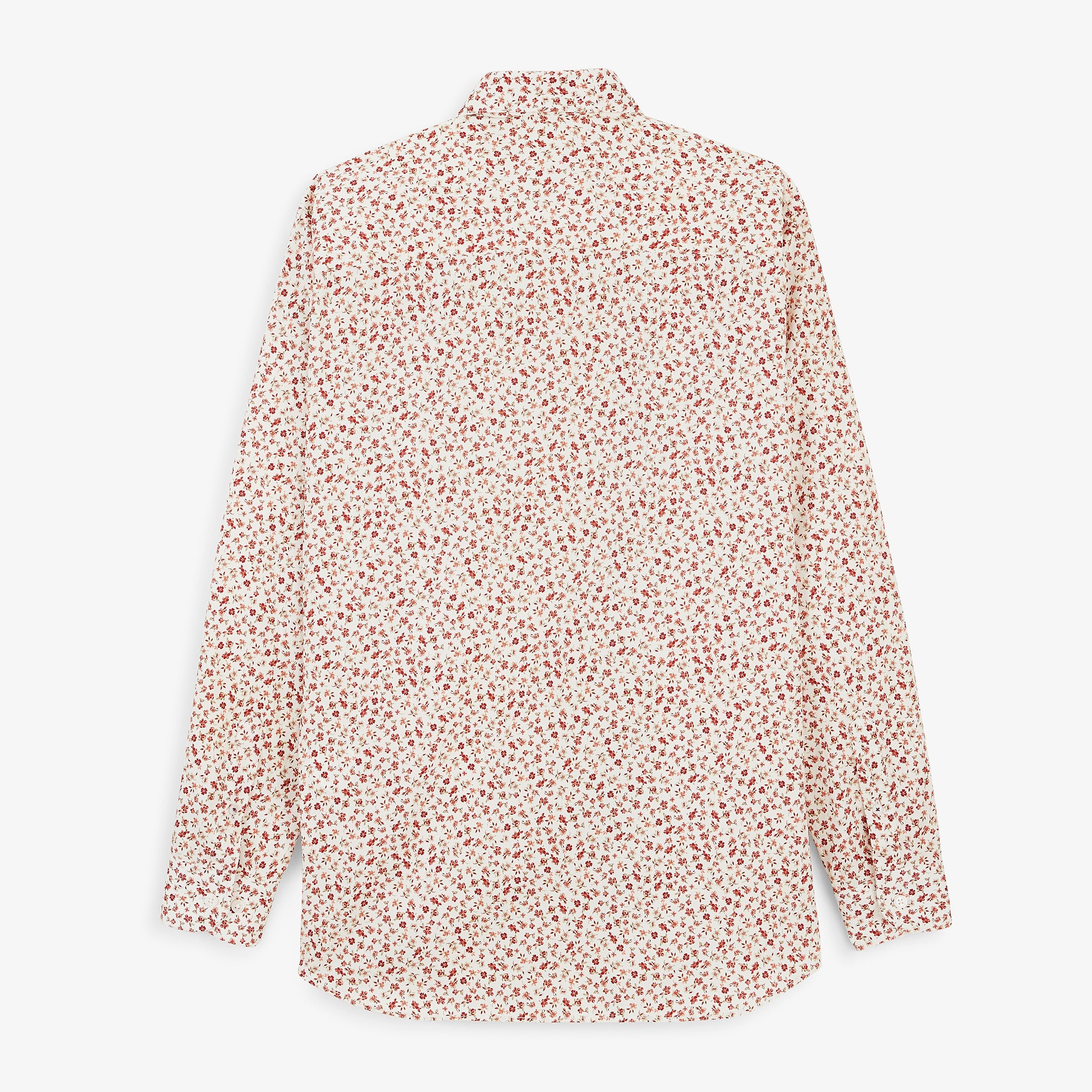 Long-sleeve cotton shirt with small flower print SERGE BLANCO Red