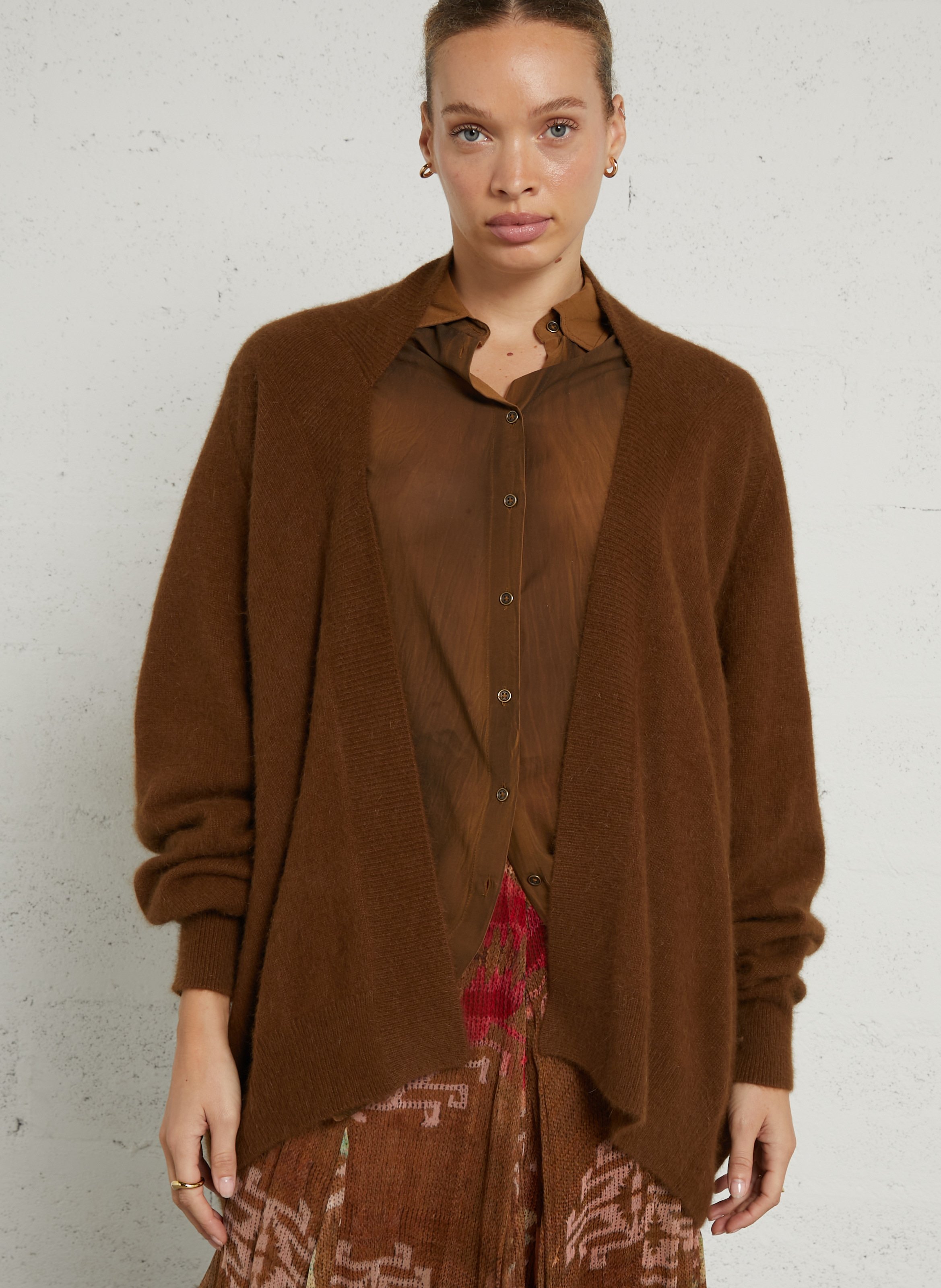 Oversized buttonless vest MES DEMOISELLES Brown