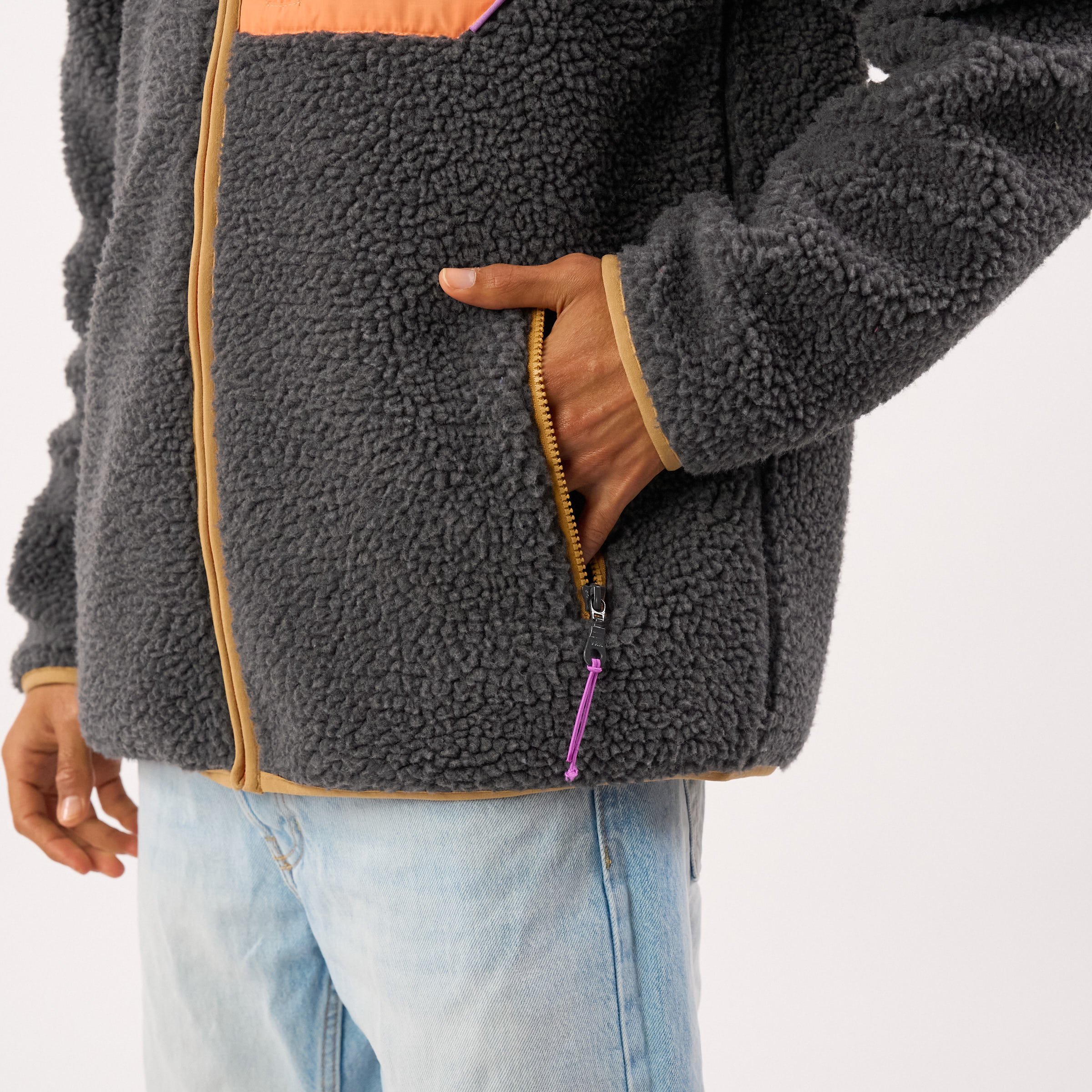 Sherpa zip-up jacket | Grey BILLYBELT Men