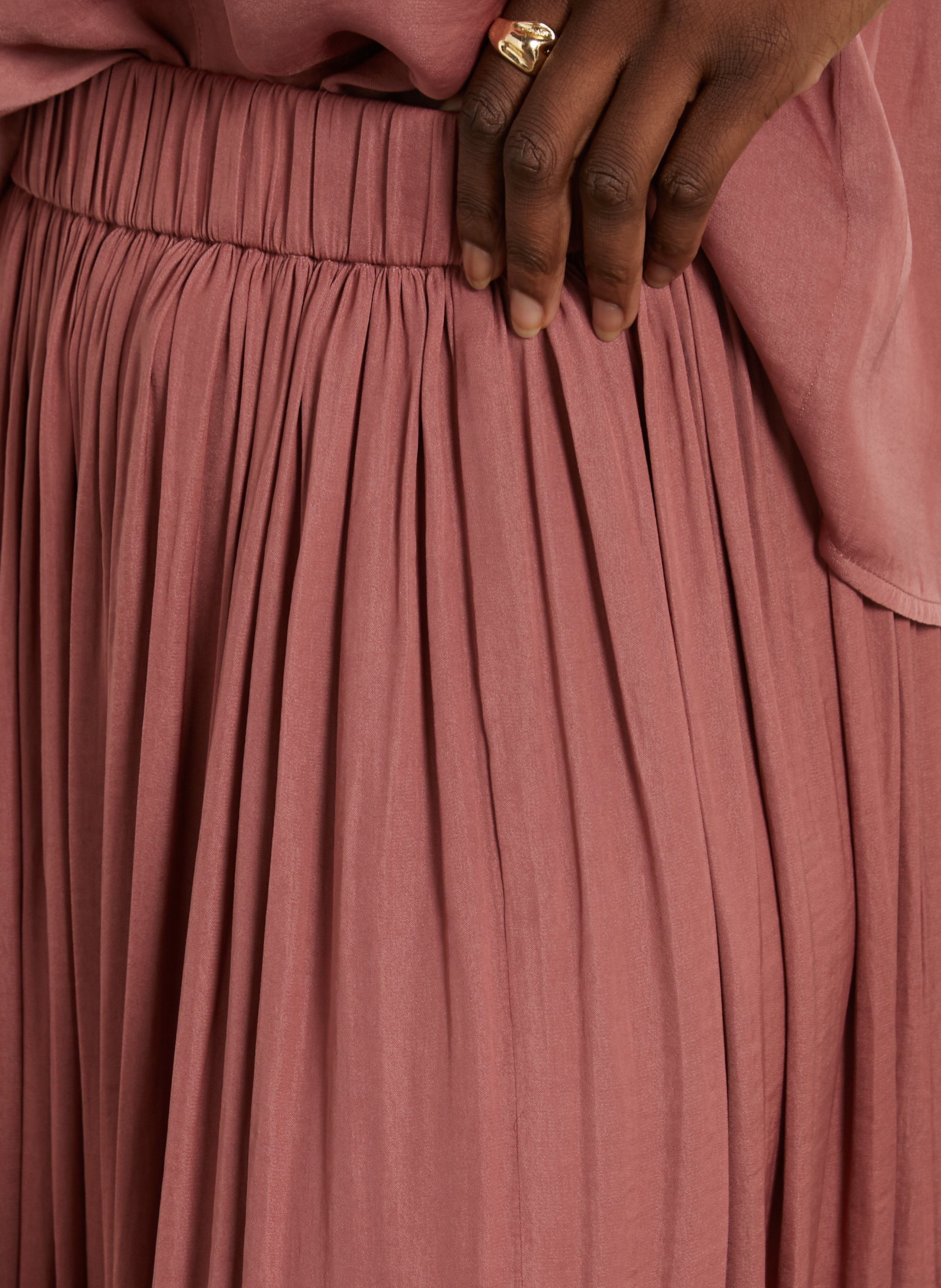 High-waisted fluid midi skirt MAISON 123 Pink
