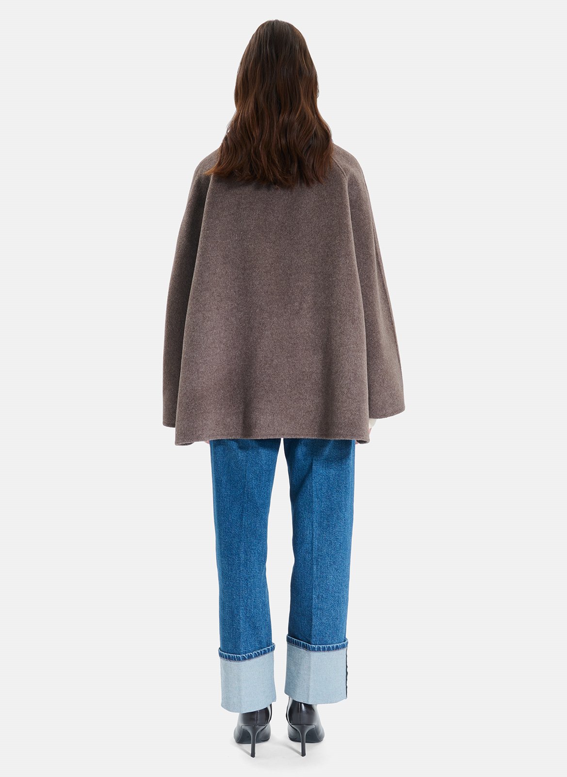 Manteau ample col montant en laine mélangée ZAPA Marron