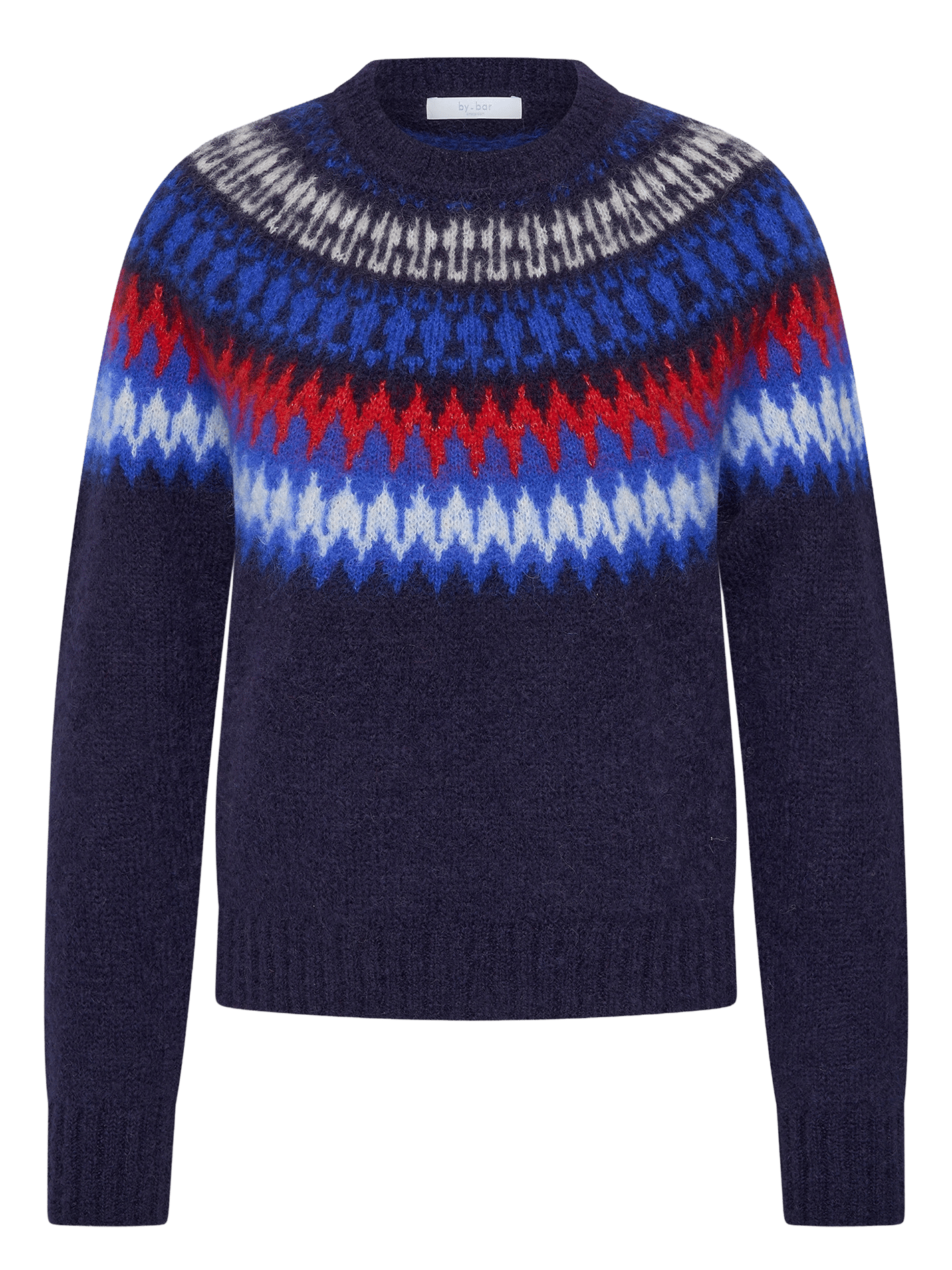 Pull droit à motifs en laine mélangée BY BAR Blauw
