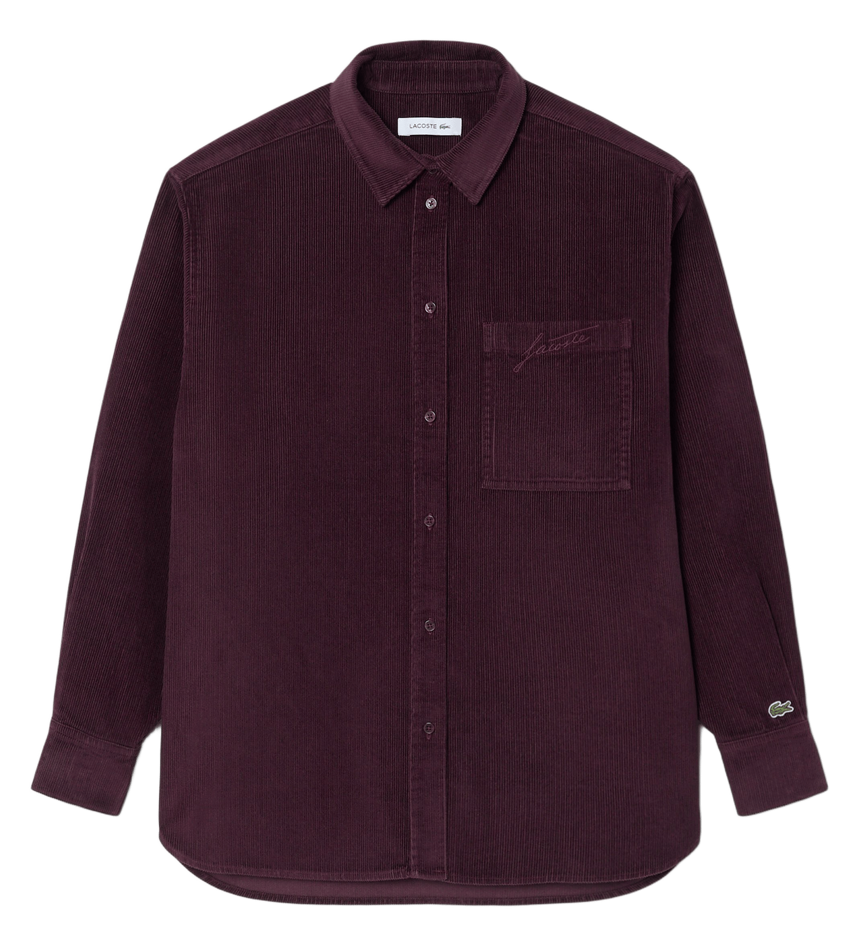 Surchemise oversize velours côtelé en coton LACOSTE Rouge