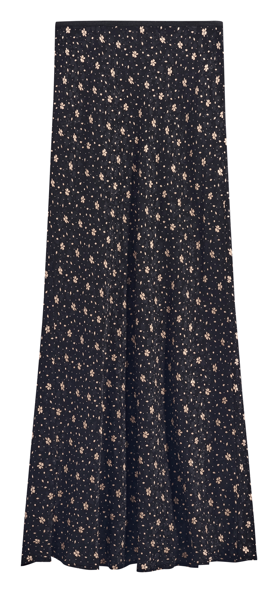 Jupe midi droit motif fleuri PABLO Noir