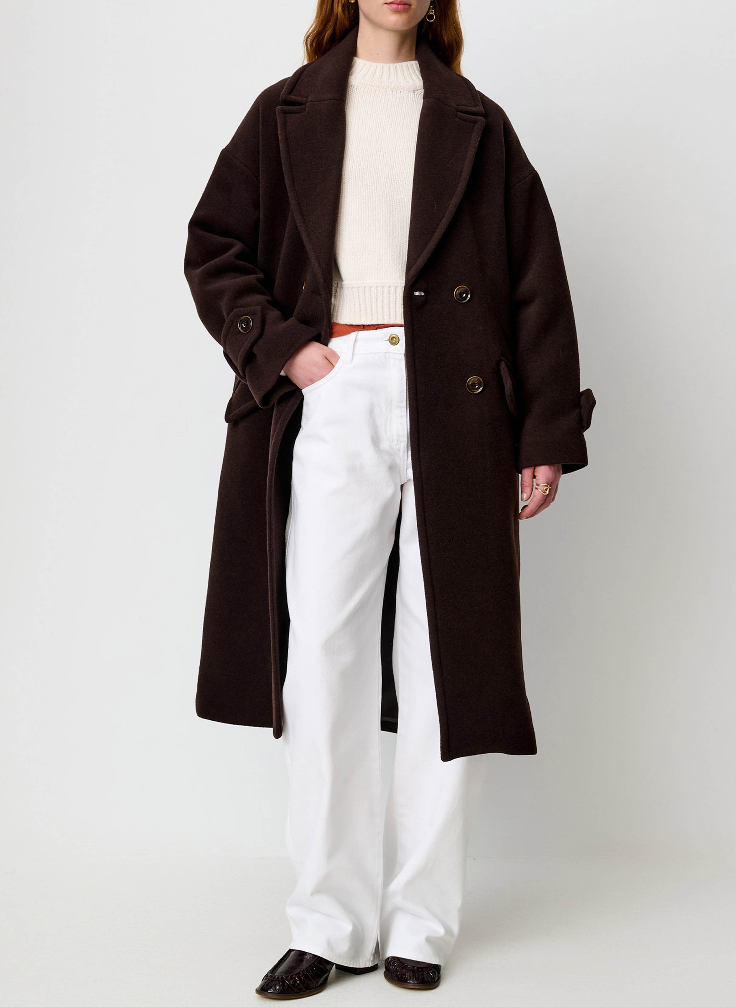 Oversized jas met reverskraag van gemengd wol SESSUN Bruin