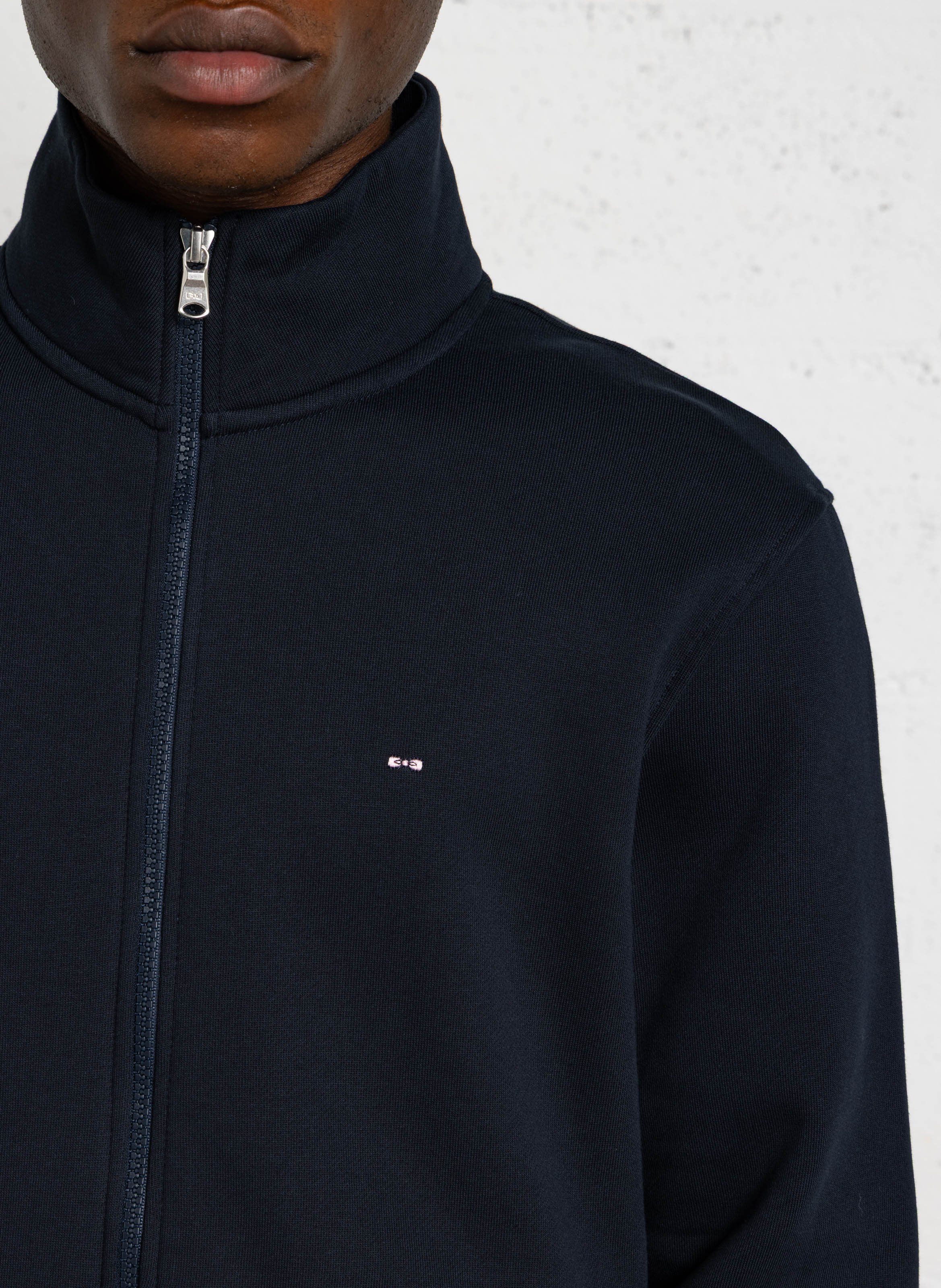 Straight high-neck zip-up cotton sweater EDEN PARK Blue