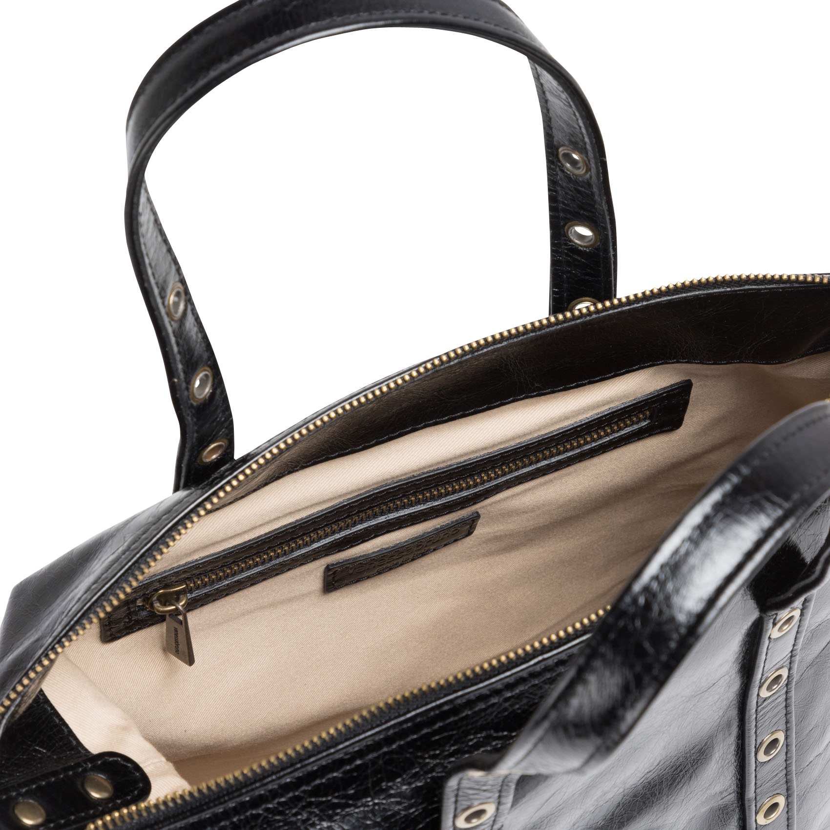 Petit sac en cuir craquelé et oeillets  VANESSA BRUNO Noir