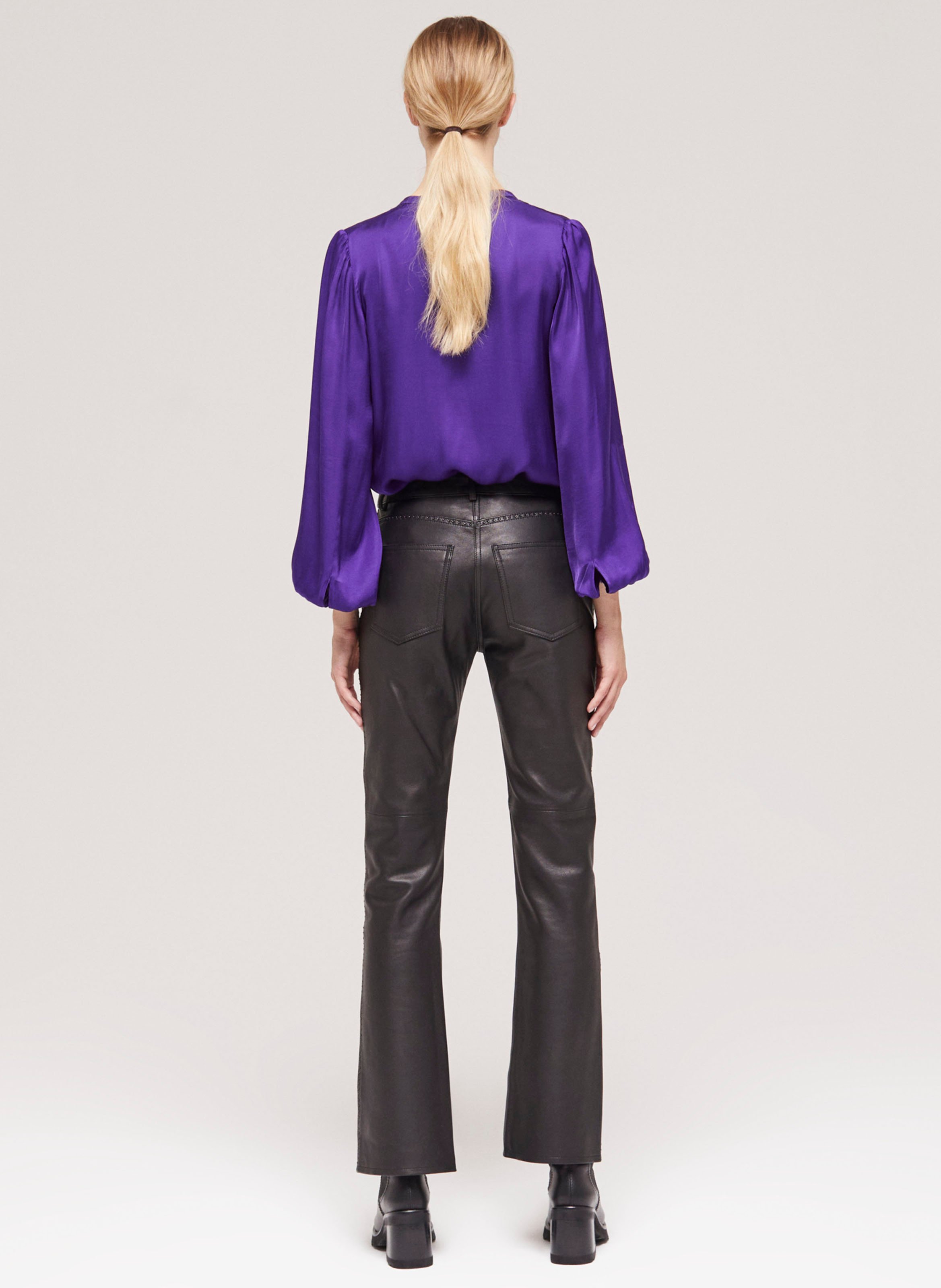 Flared Hose Aus Leder Black The Kooples Damen Place des Tendances