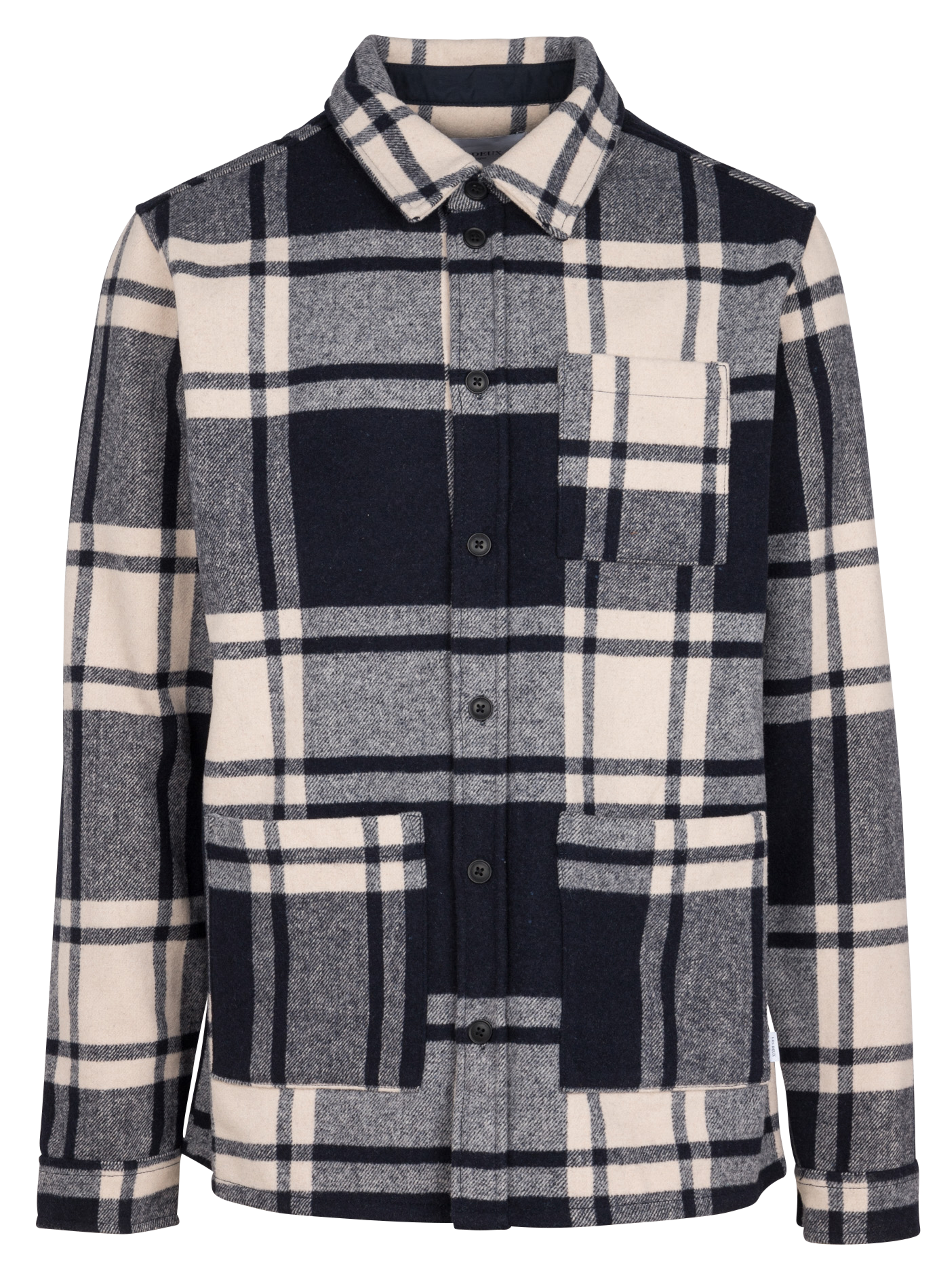 Wool-blend check overshirt with classic collar LES DEUX Multicolored