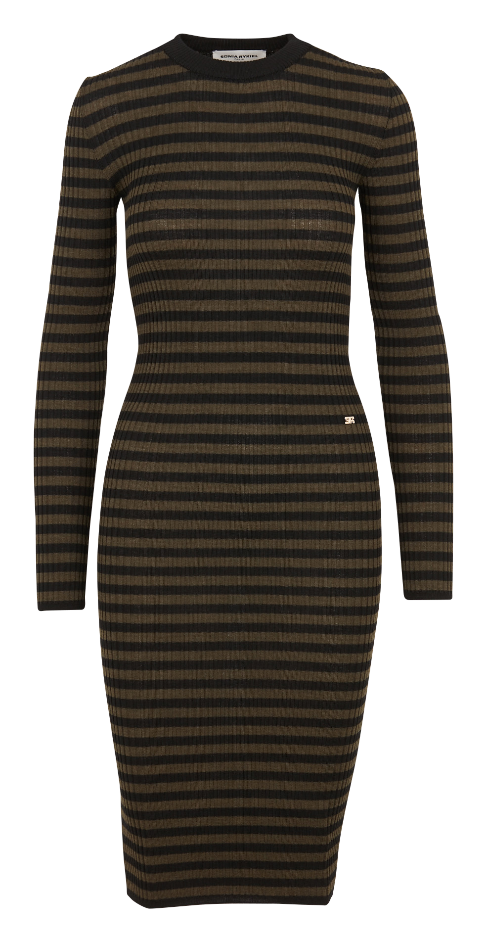 Robe mi-longue col rond en laine SONIA RYKIEL Rayé