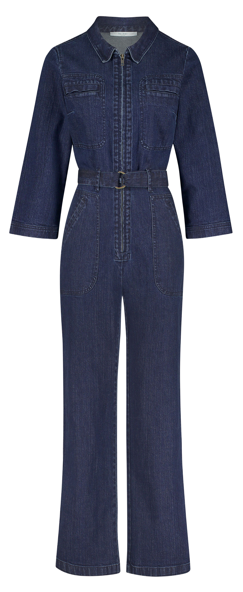 Flared classic collar cotton jumpsuit BY BAR Blue