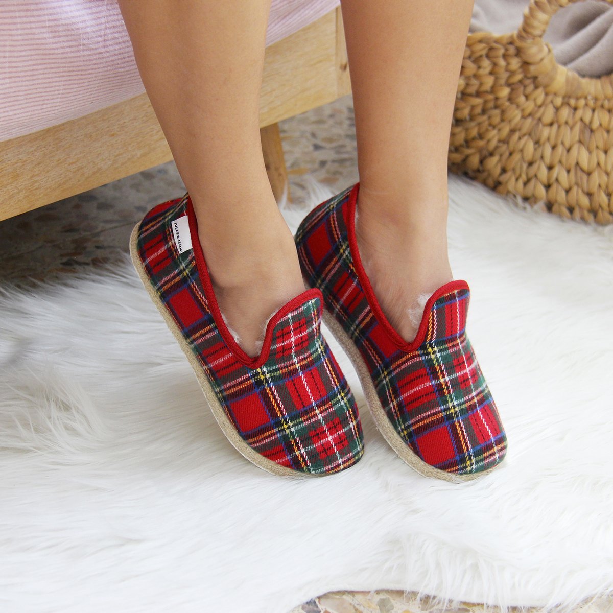 Fabric Charentaise slippers JULES & JENN Red
