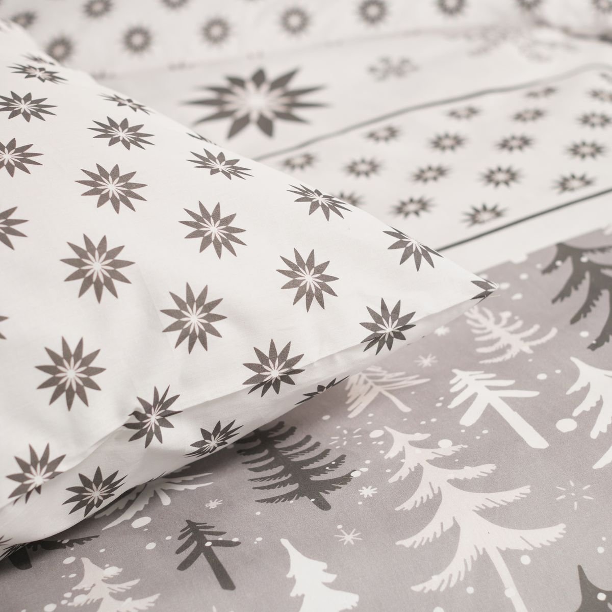 Printed cotton bed set TODAY LINGE DE MAISON Grey