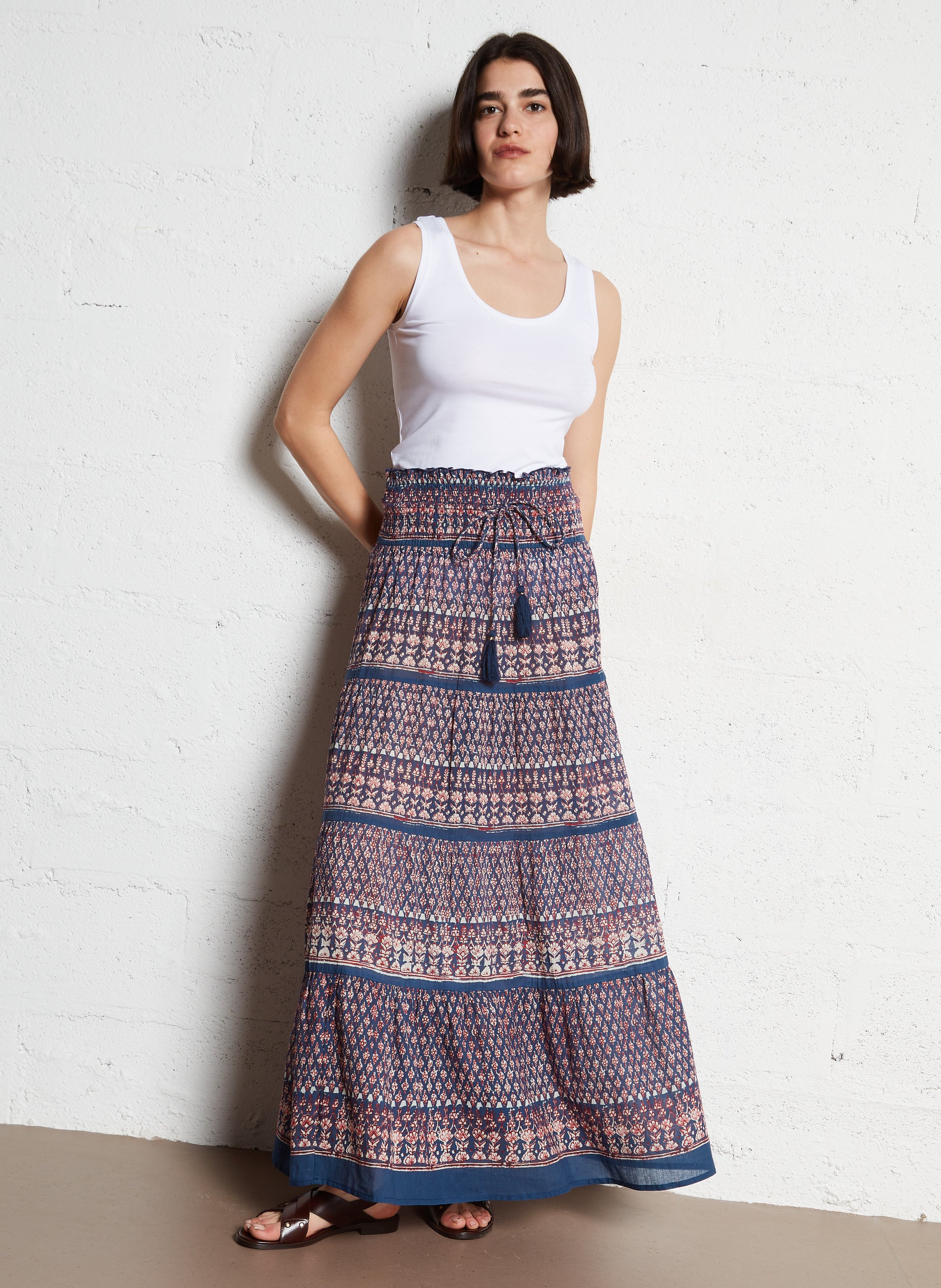 Débardeur droit à bretelles larges MAJESTIC FILATURES Blanc