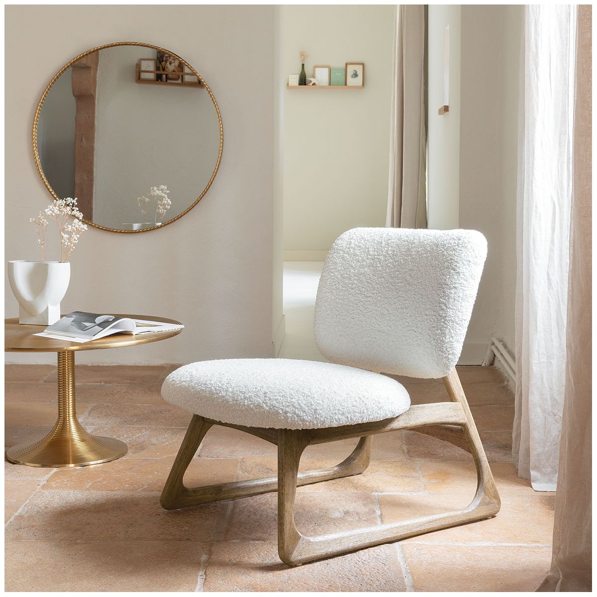 Fauteuil en bouclette BLANC D'IVOIRE Blanc