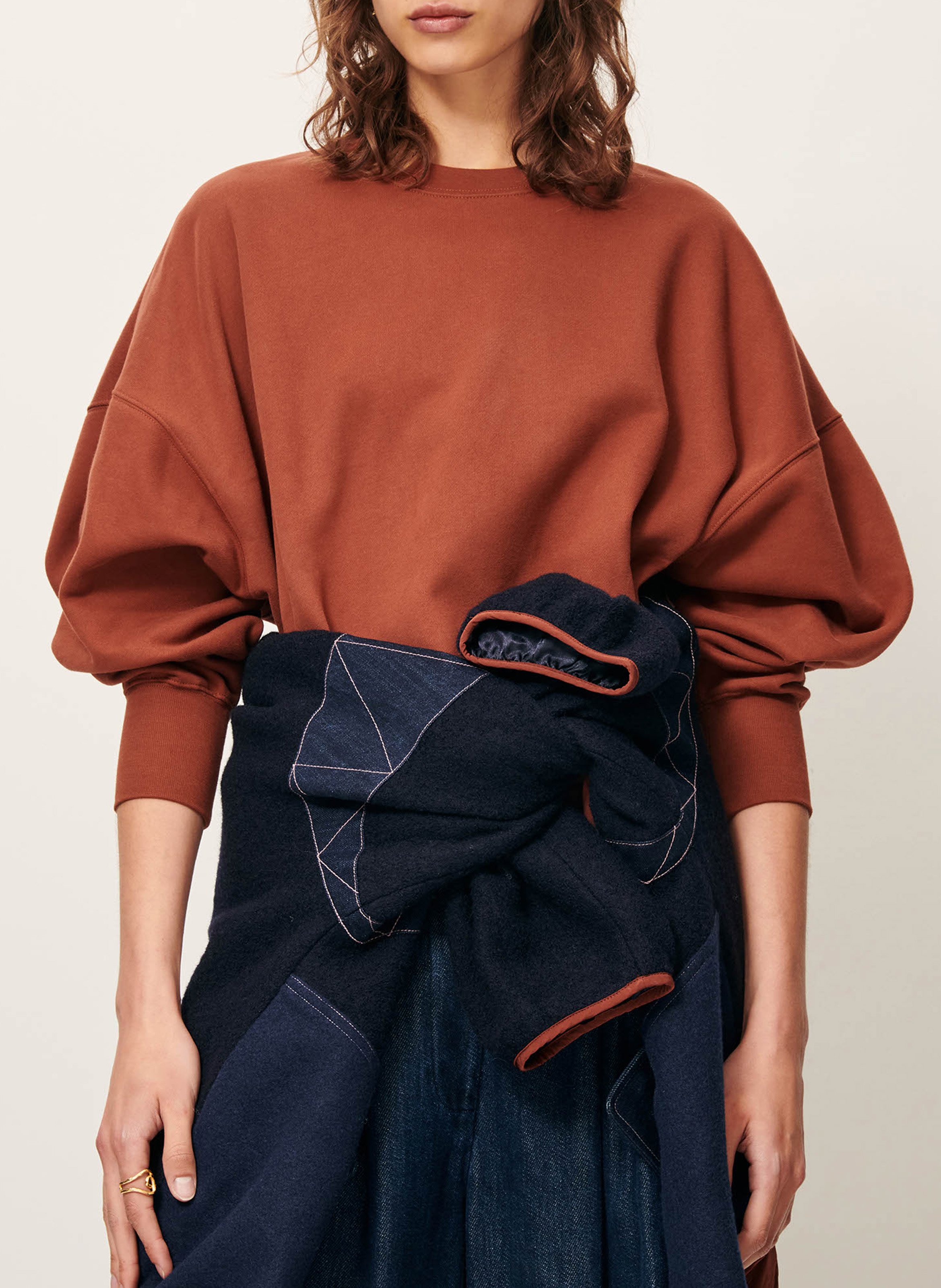 Sweat court oversize en coton  SESSUN Marron