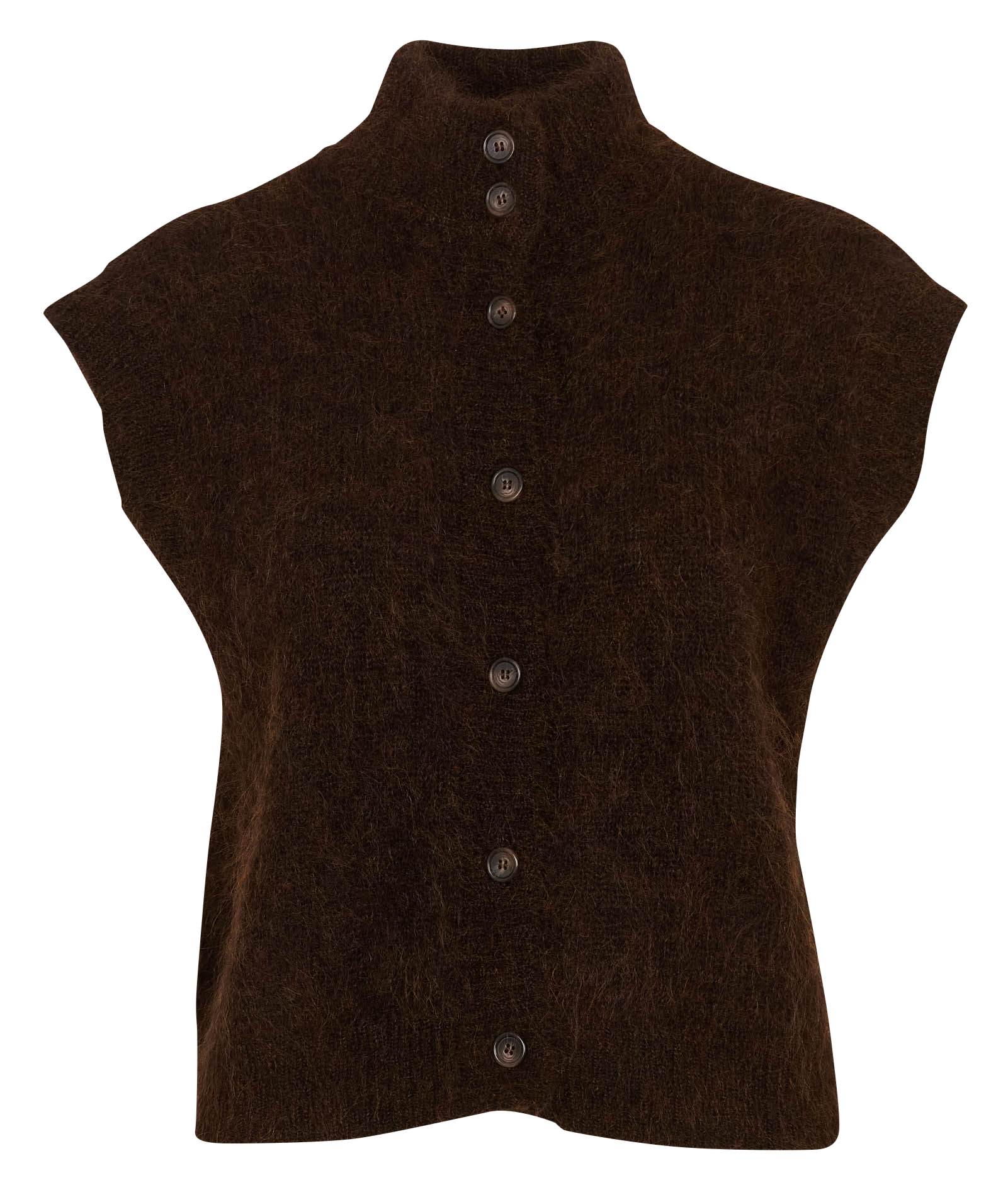 Vest met opstaande kraag - wolblend DES PETITS HAUTS Bruin