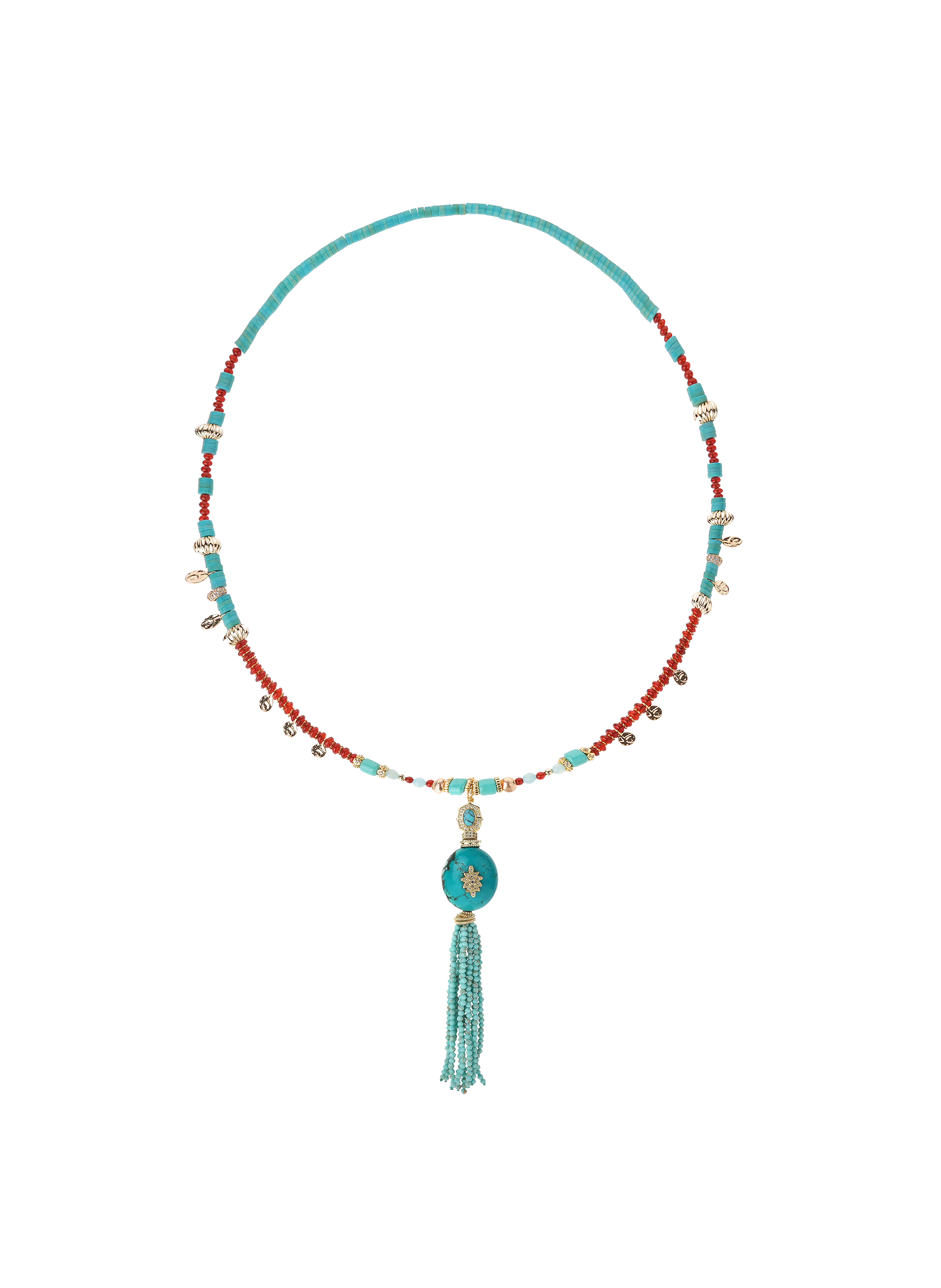 Pearl necklace with tassels and pearl pompom HIPANEMA Blue