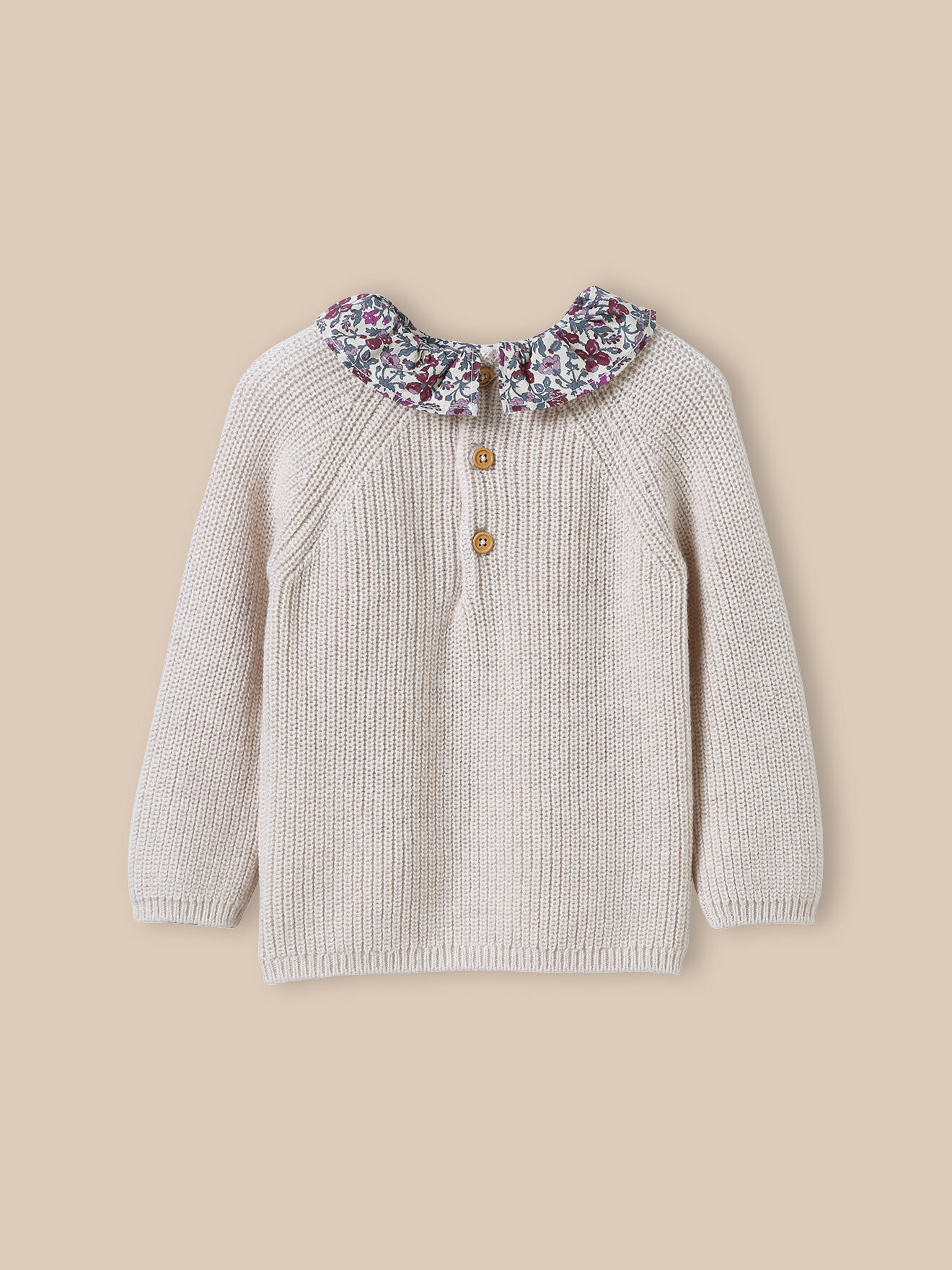 Liberty fabric-collar sweater CYRILLUS Beige