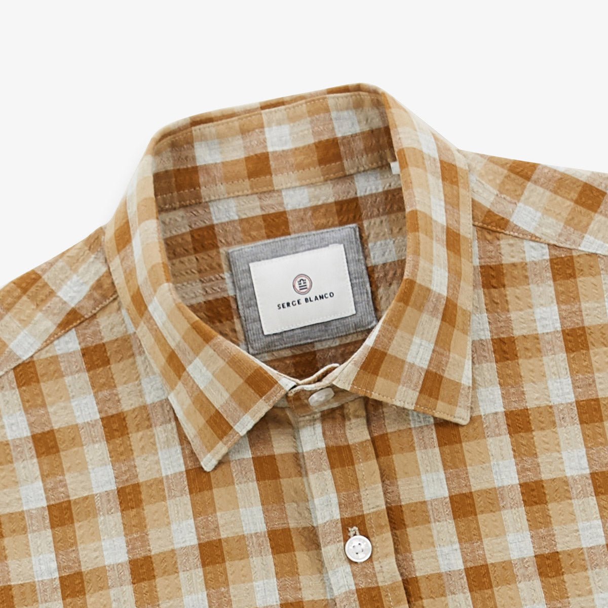 Checked long-sleeved shirt Beige
