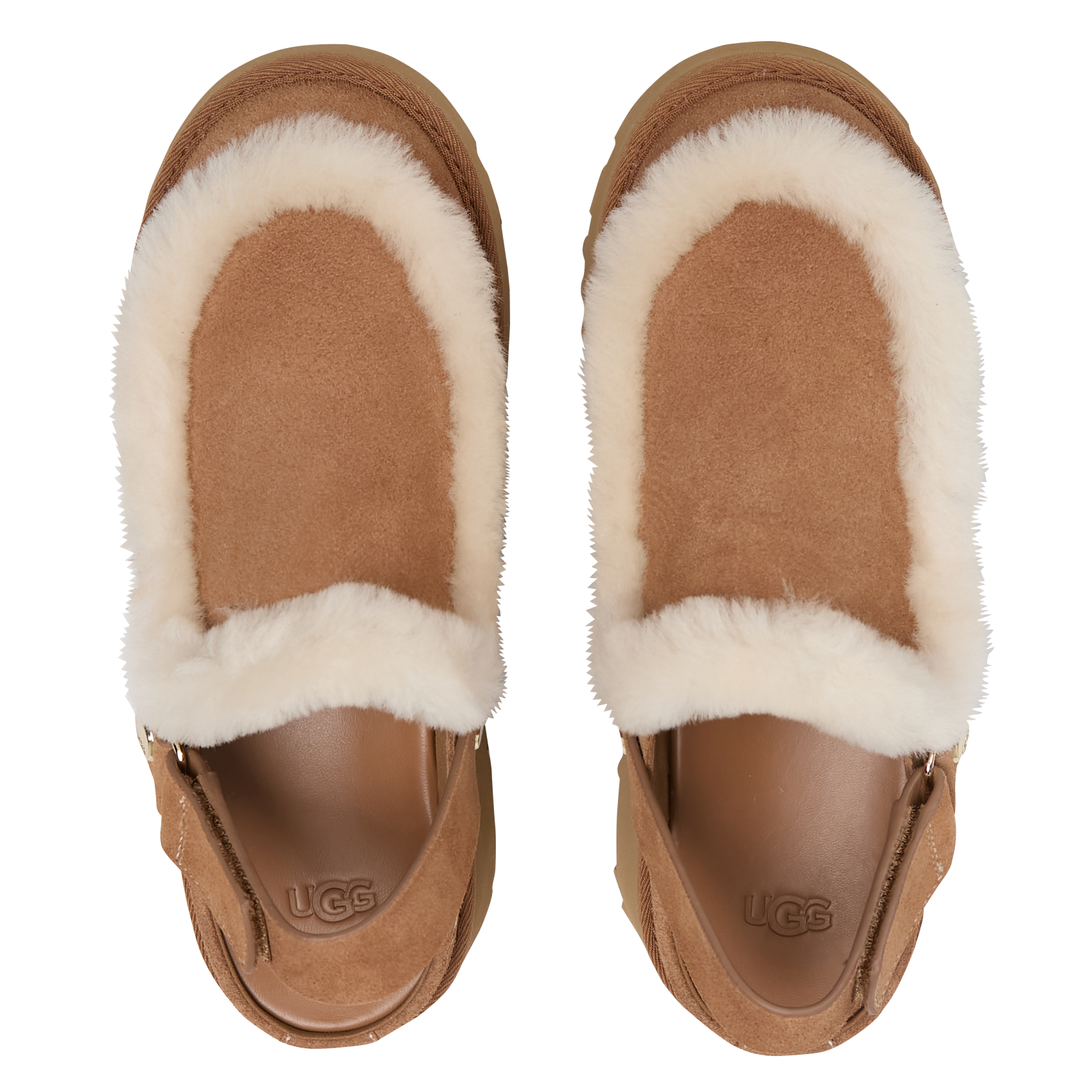 Sabots compensés en cuir mélangé UGG Marron